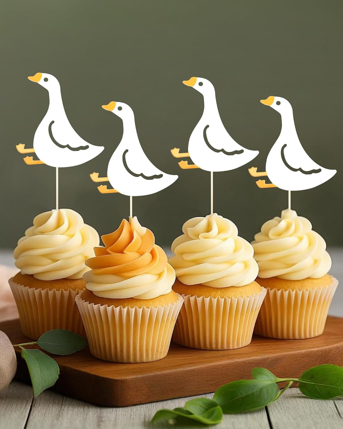 48 PCS Silly Goose Cupcake Toppers, Funny Goose Cupcake Picks Animal Theme Cake Decorations for Baby Shower Birthday Weeding Holiday Party Supplies (Dancing Goose)