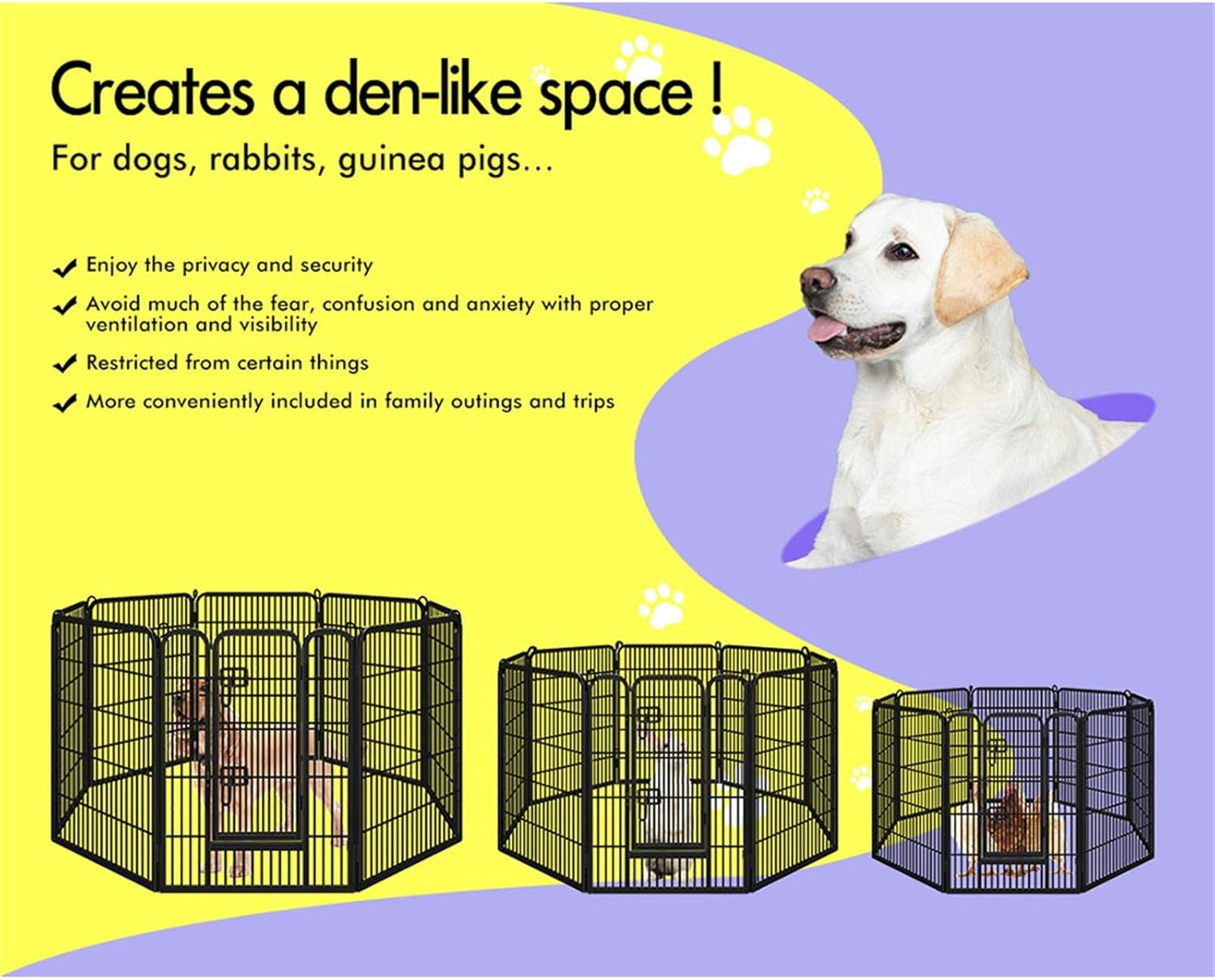 Beastie Foldable Pet Dog Metal Playpen 40", 8 Panels Folding Dog Play Pen Frame for Puppy Cat Rabbit Animal, Universal Portable Pet Exercise Cage Play Yard Enclosure Fence for Indoor Outdoor Enhanced image number 5