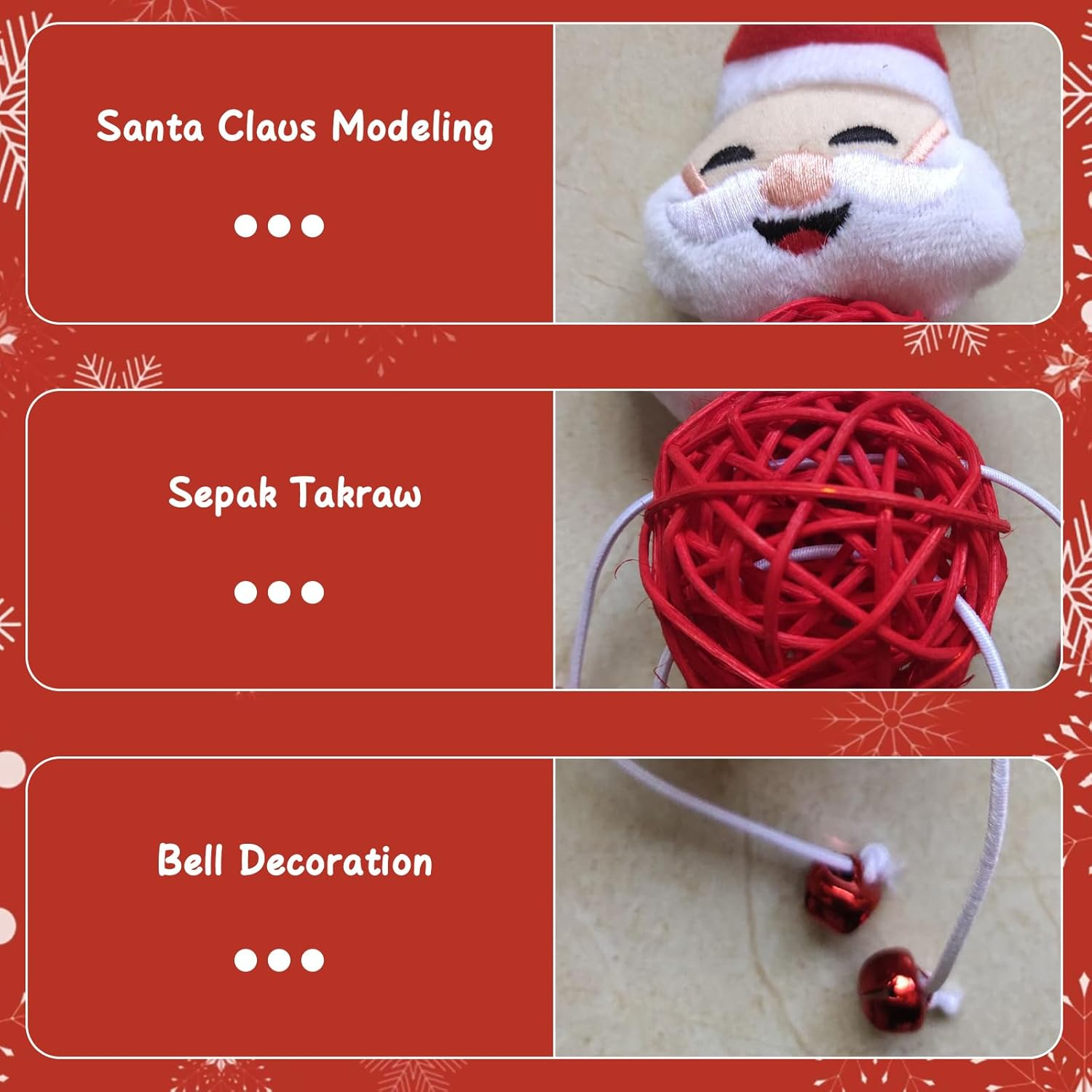 3 Pieces Christmas Cat Toys Santa Claus Kitten Rattan Balls Toys Elk Indoor Cats Plaything Toys Xmas Tree Chew Interactive Toy Christmas Pet Rattan Balls Toy for Cats Claw Chewing Teeth Cleaning