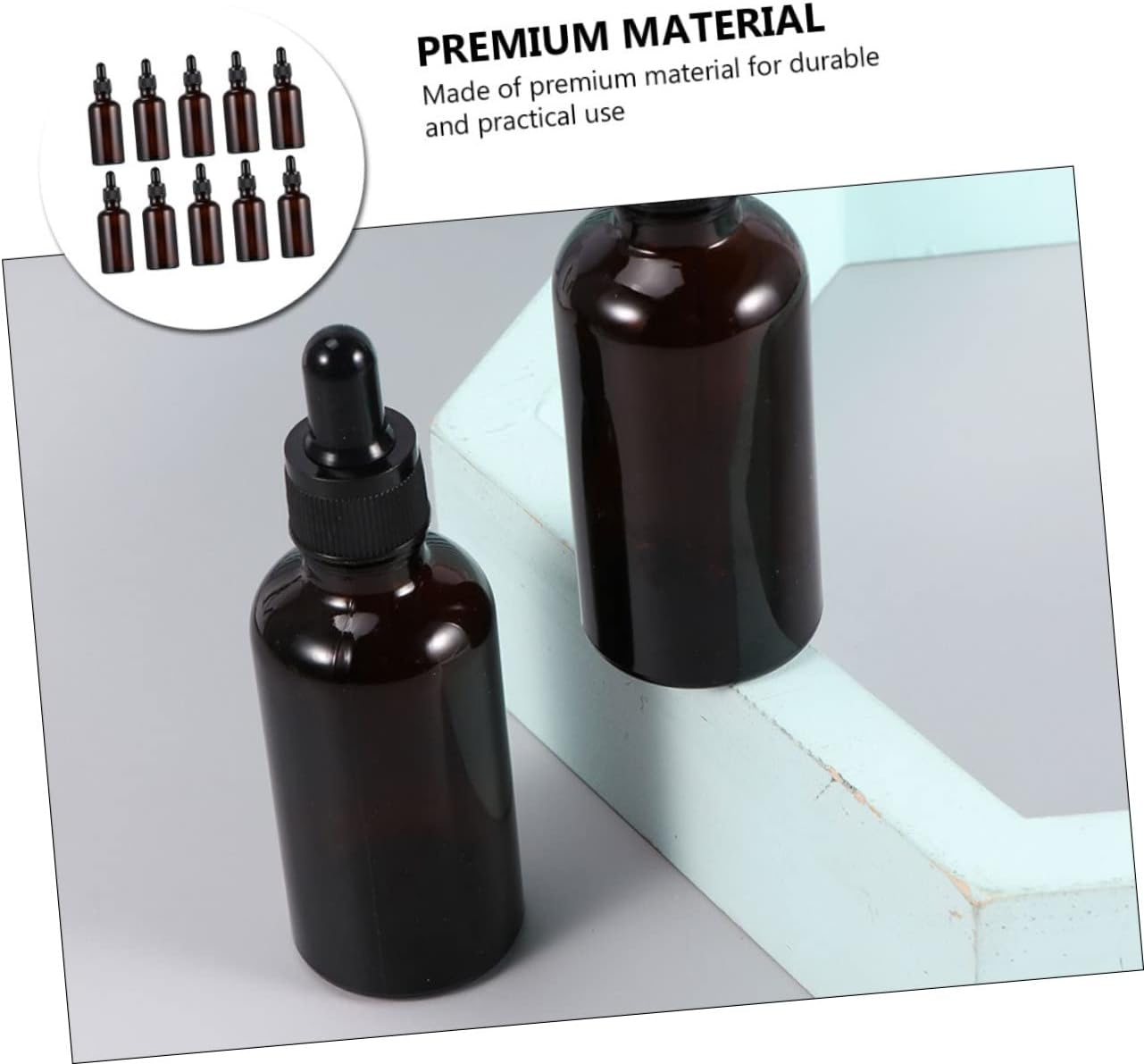 FOMIYES 50Ml Amber Glass Essential Oil Bottles 10Pcs Refillable Dropper Dispenser Bottles Portable for Travel and Storage image number 4