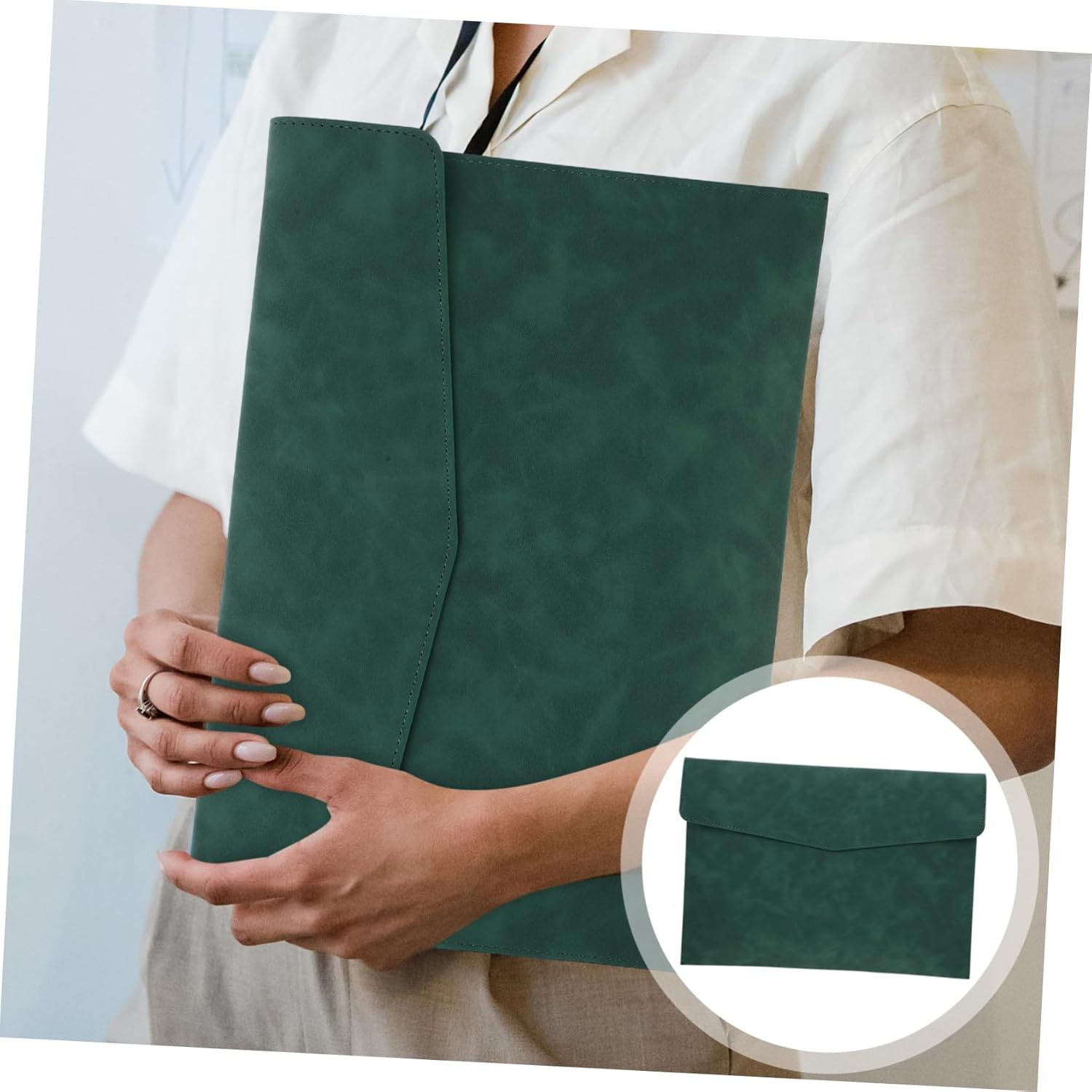 KALLORY Faux Leather File Pouch Portable Document Organizer for Office Use Imitation Leather File Holder for Documents Cards Passports More image number 5