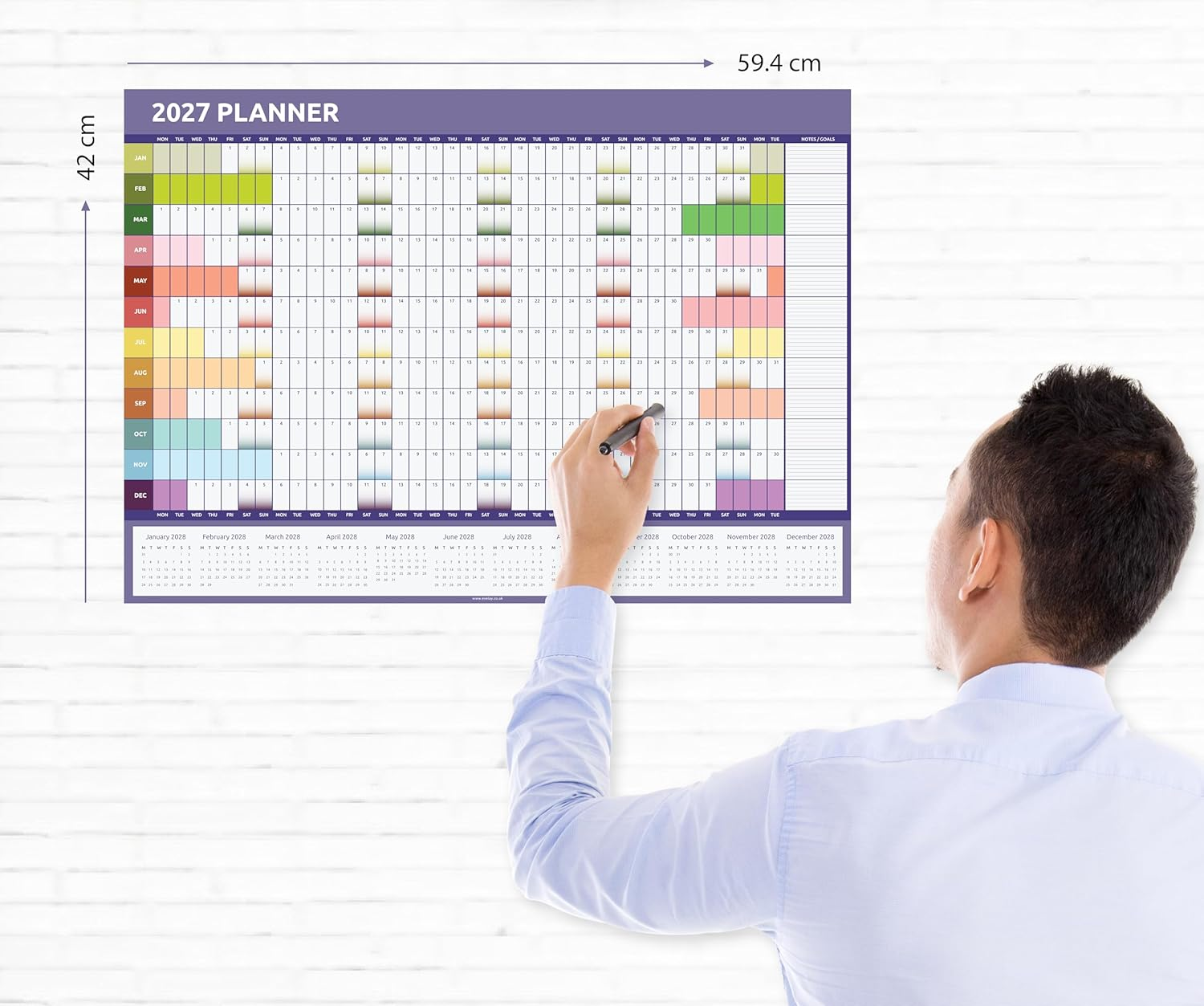 Evelay 2025 Wall Planner Calendar A2 Size (59.4Cm X 42Cm) Full Year to View Calendar for Home Office Work School (Rainbow) image number 5