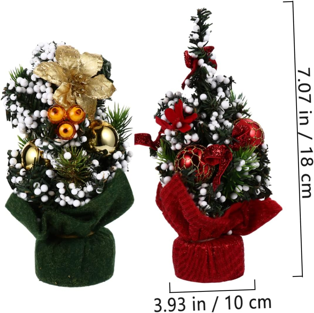 2Pcs Mini Christmas Tree Ornaments for Christmas Desktop Adornments Holiday Decorations for Home and Office Festive Displays image number 3