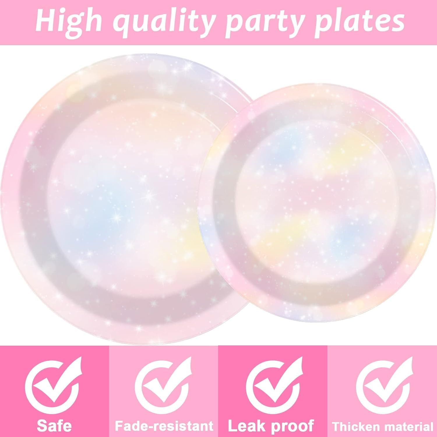 96PCS Pastel Rainbow Tableware Set Rainbow Birthday Dinnerware Plates Rainbow Cloud Party Plates Forks for Birthday Weddings Party Decorations Supplies 24 Guests image number 3