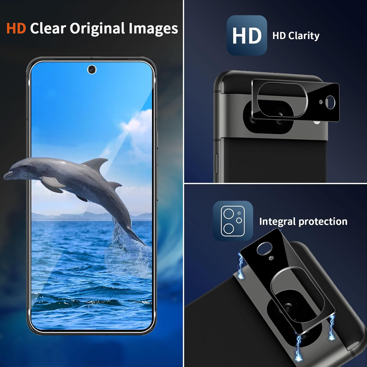 Screen Protector for Google Pixel 8 for Tempered Glass, Pack of 3 Tempered Glass Protective Film with 3 Pieces Camera Protection, 9H Screen Protection, Ultra Clear Protective Glass - 14 image number 2