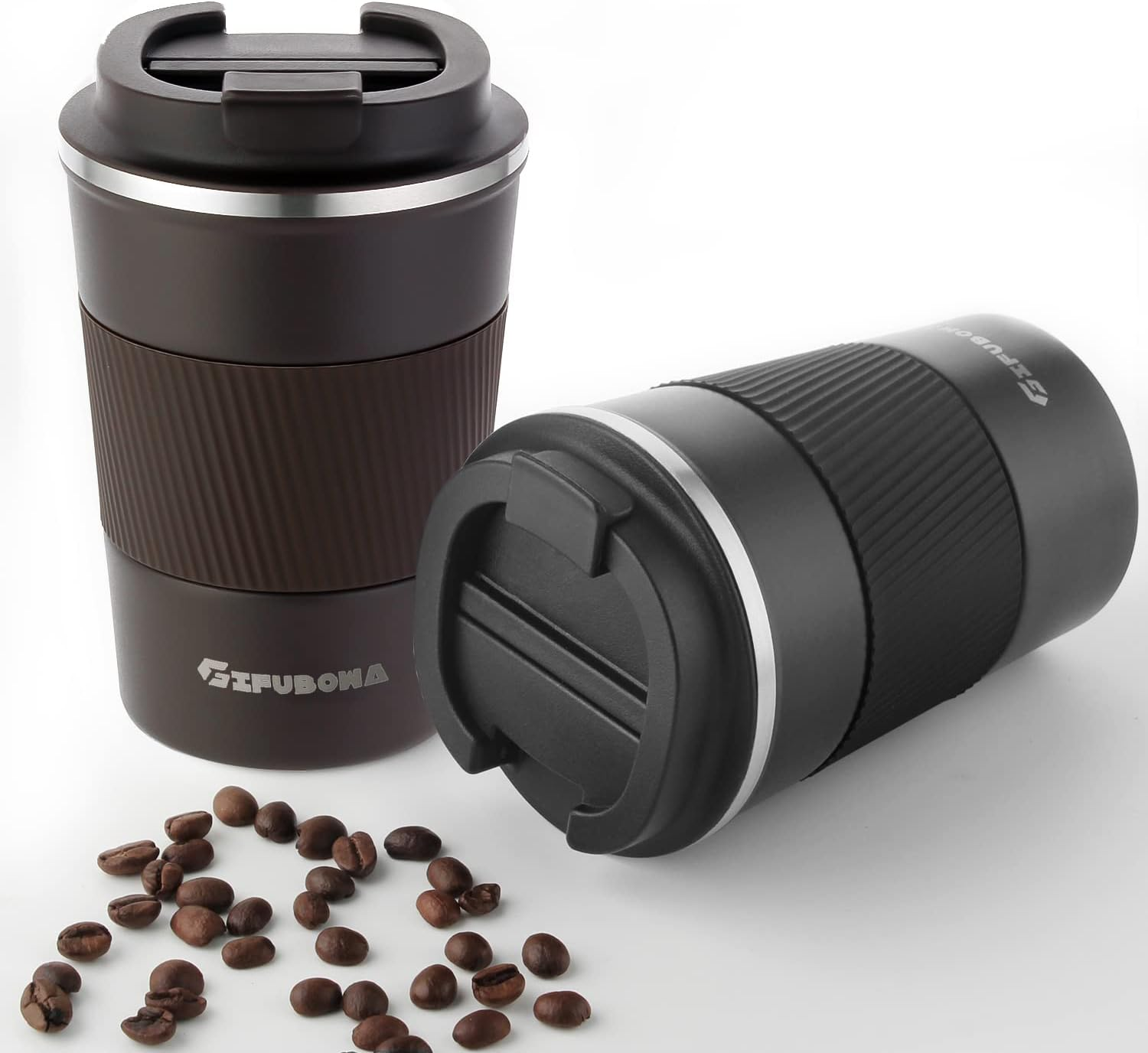 Hot Cold Travel Mug 13Oz Stainless Steel Insulated Tumbler Cup with Flip Lid Blue