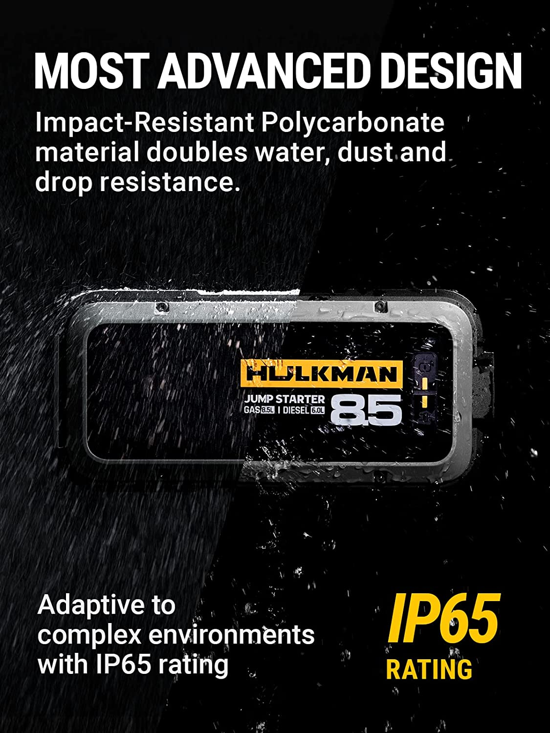 HULKMAN Alpha85 Smart Jump Starter 2000 Amp 20000Mah Car Starter for up to 8.5L Gas and 6L Diesel Engines with Boost Function for Totally Dead Battery 12V Lithium Portable Car Battery Booster Pack image number 6