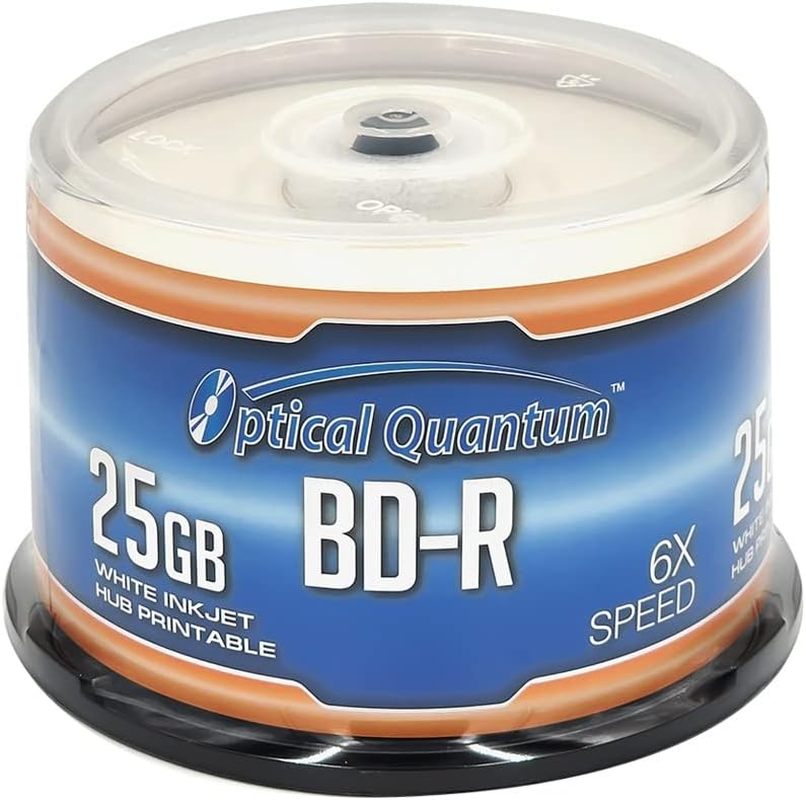 Optical Quantum 6X 25 GB BD-R White Inkjet Printable Single Layer Blu-Ray Discs, 50-Disc Spindle image number 6