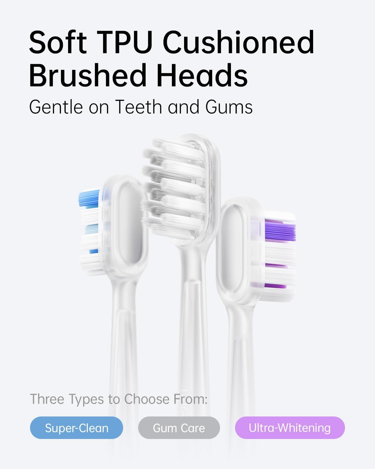 Laifen Electric Toothbrush Heads 6 Packs, Compatible with Laifen Wave Electric Toothbrush (Ultra-Whitening, Transparent) image number 1