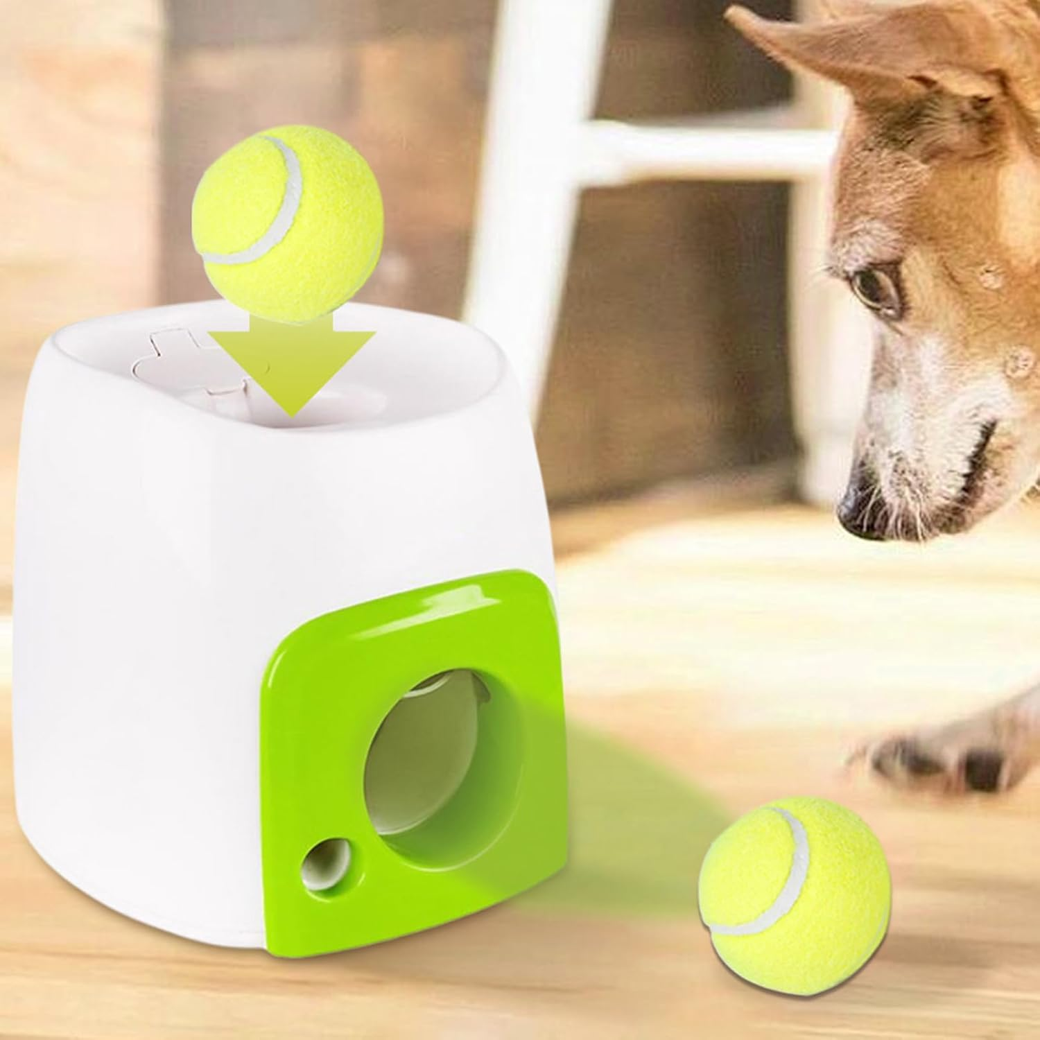 Ball Launch for Dogs, Dog Fetch Ball Thrower, Interactive Machine Puzzle Toys with Snack Dispenser for Puppy Training inside outside Outdoor Backyard