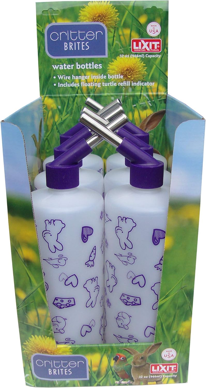 Lixit&reg; Bulk Water Bottles with Display Case for Rabbits, Ferrets, Chinchillas, Rats, Mice, Guinea Pigs', and Other Small Animals - Made in USA (32 Ounce (Pack of 6)) image number 3