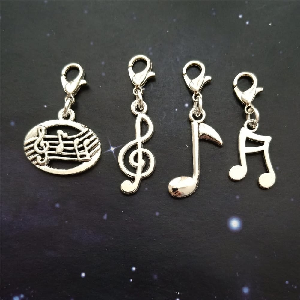 4Pcs Music Notes Clip on Charm for Key Ring Zipper Pull, Music Lover Pendant, Cute Treble Clef Musical Jewelry image number 3
