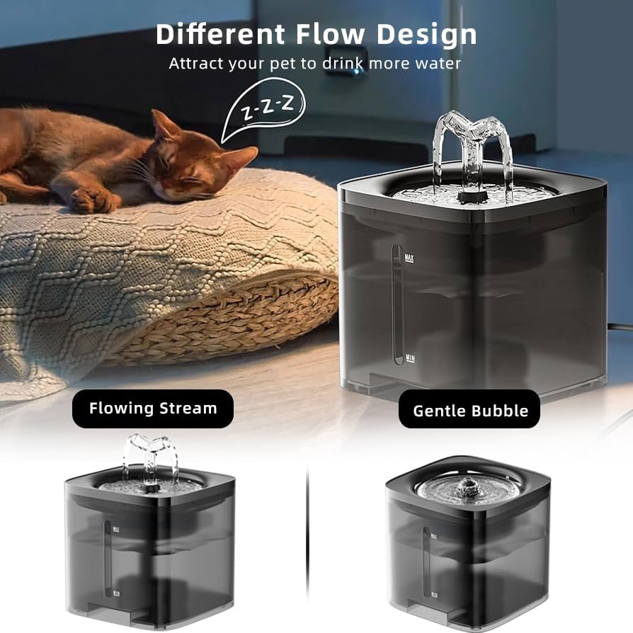 ZANZER Automatic Pet Water Fountain, 2L, Ultra Silent, with Adapter and 4 Filters & 4 Sponges, Faucet Shape, for Drinking, Cats, Dogs, and Multiple Pets​ image number 4
