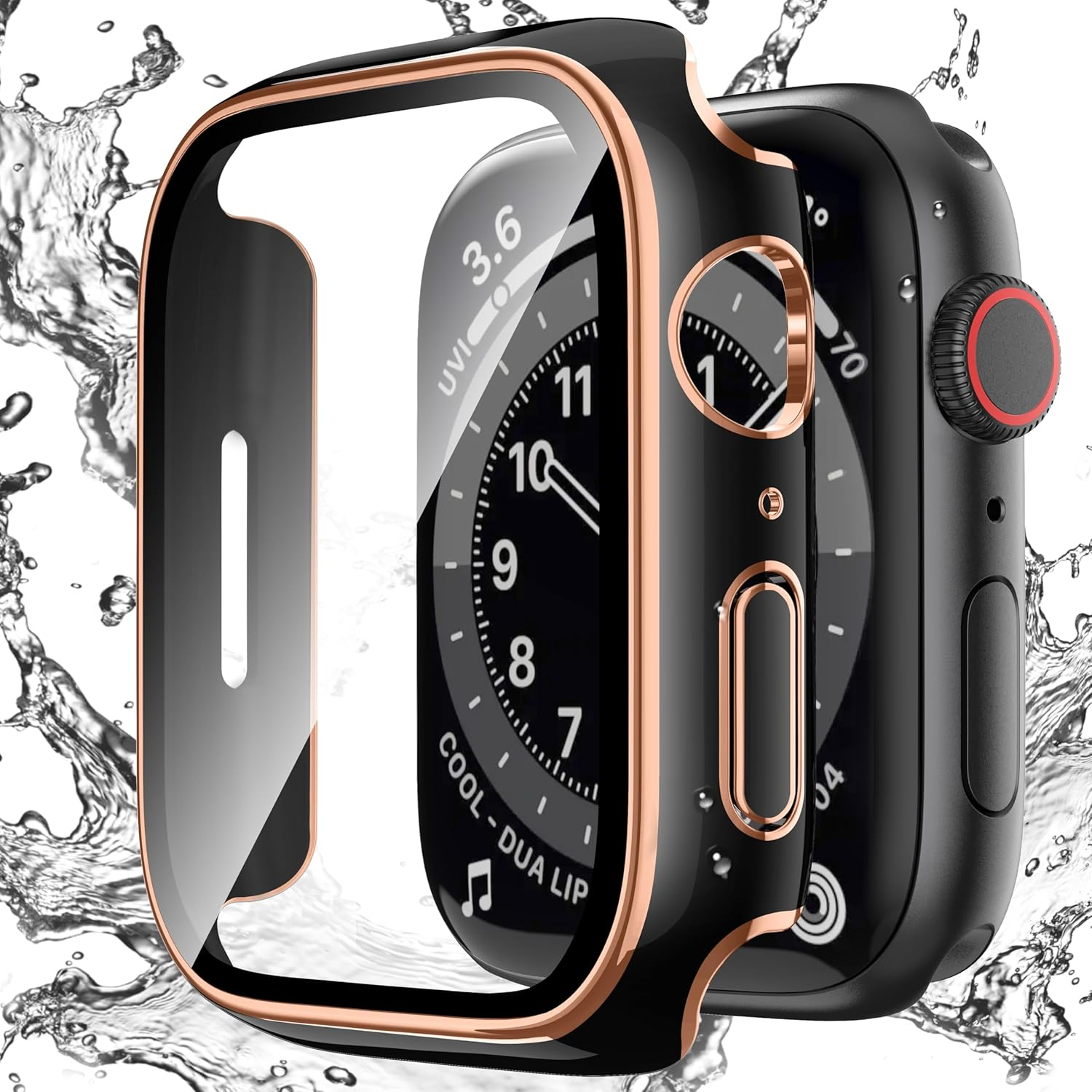 Zumyzu Compatible with Apple Watch Waterproof Case 42Mm Series 11 10 with Tempered Glass Screen Protector, Full Coverage Bumper Cover for Iwatch Case 42Mm Rose Gold