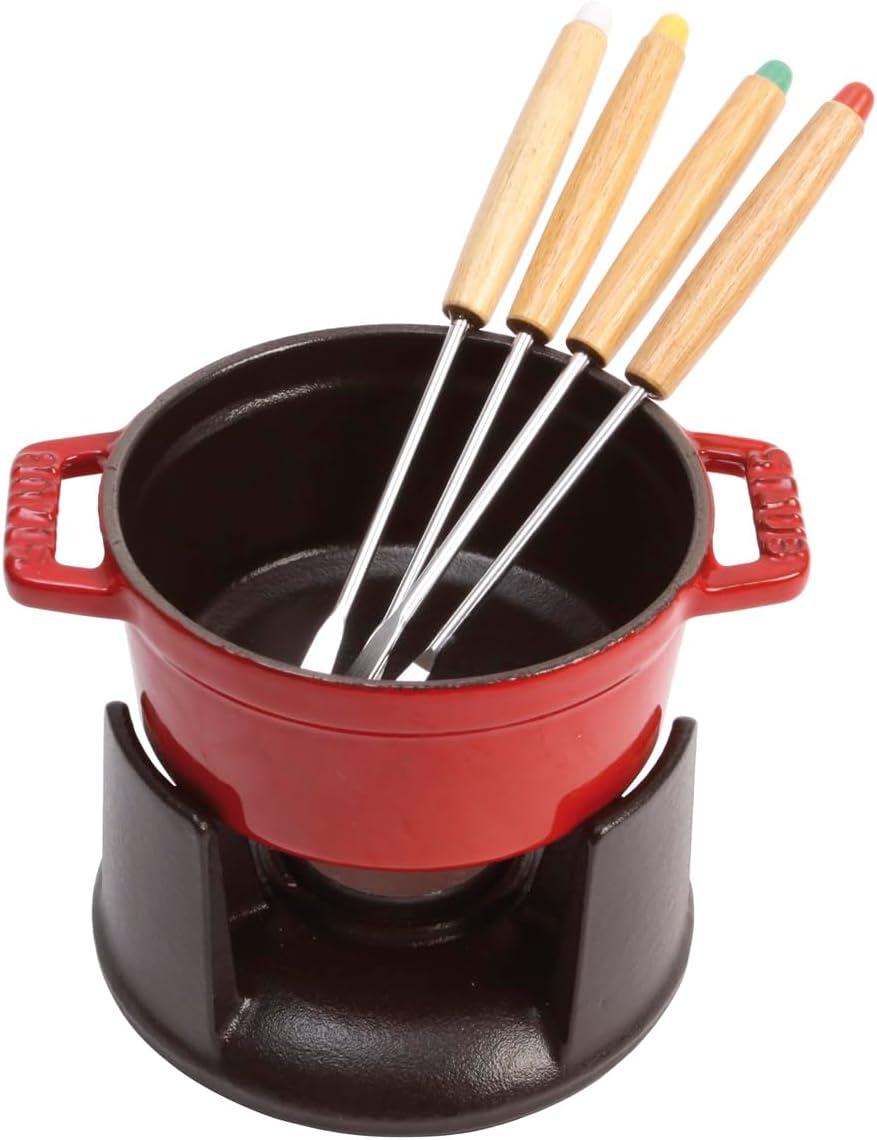 Staub Speciality 40509-900 Mini Chocolate Fondue Set, Cherry, 3.9 Inches (10 Cm), Fondue Pot image number 1