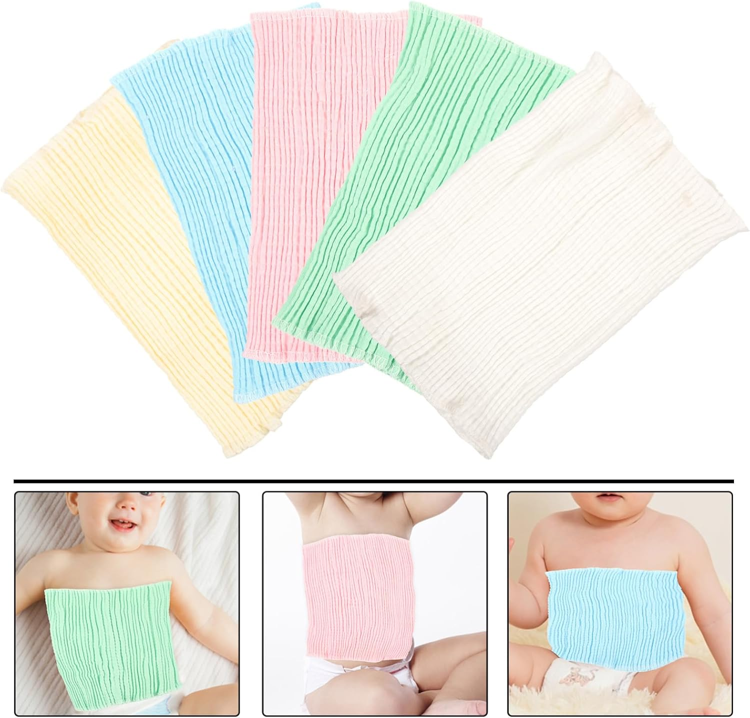 Ibasenice 5Pcs Navel Circumference Support Boy Girl Belly Band Wrap for Newborn Clothes Supplies image number 5