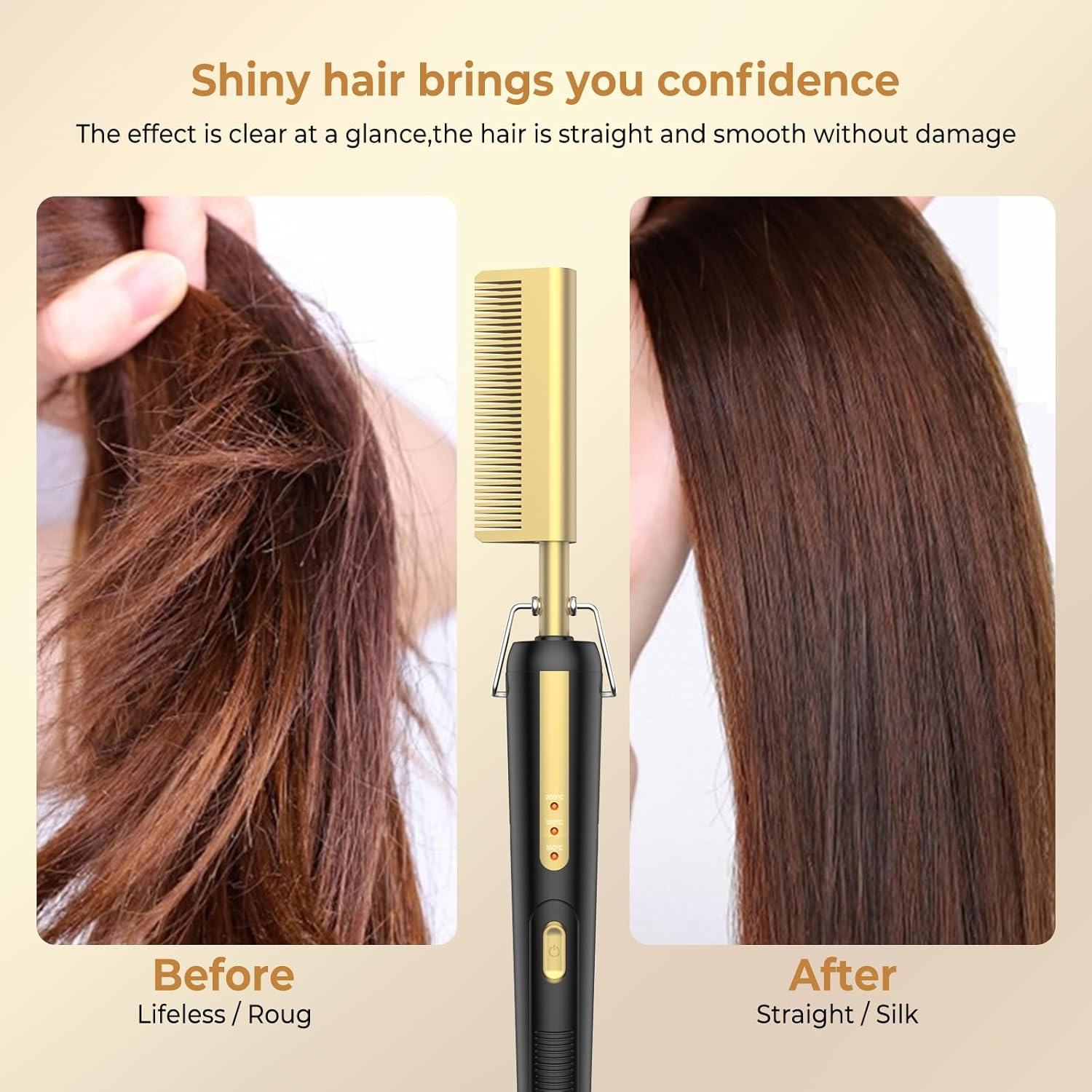 Hot Comb with Keratin Hair Straightening Brush