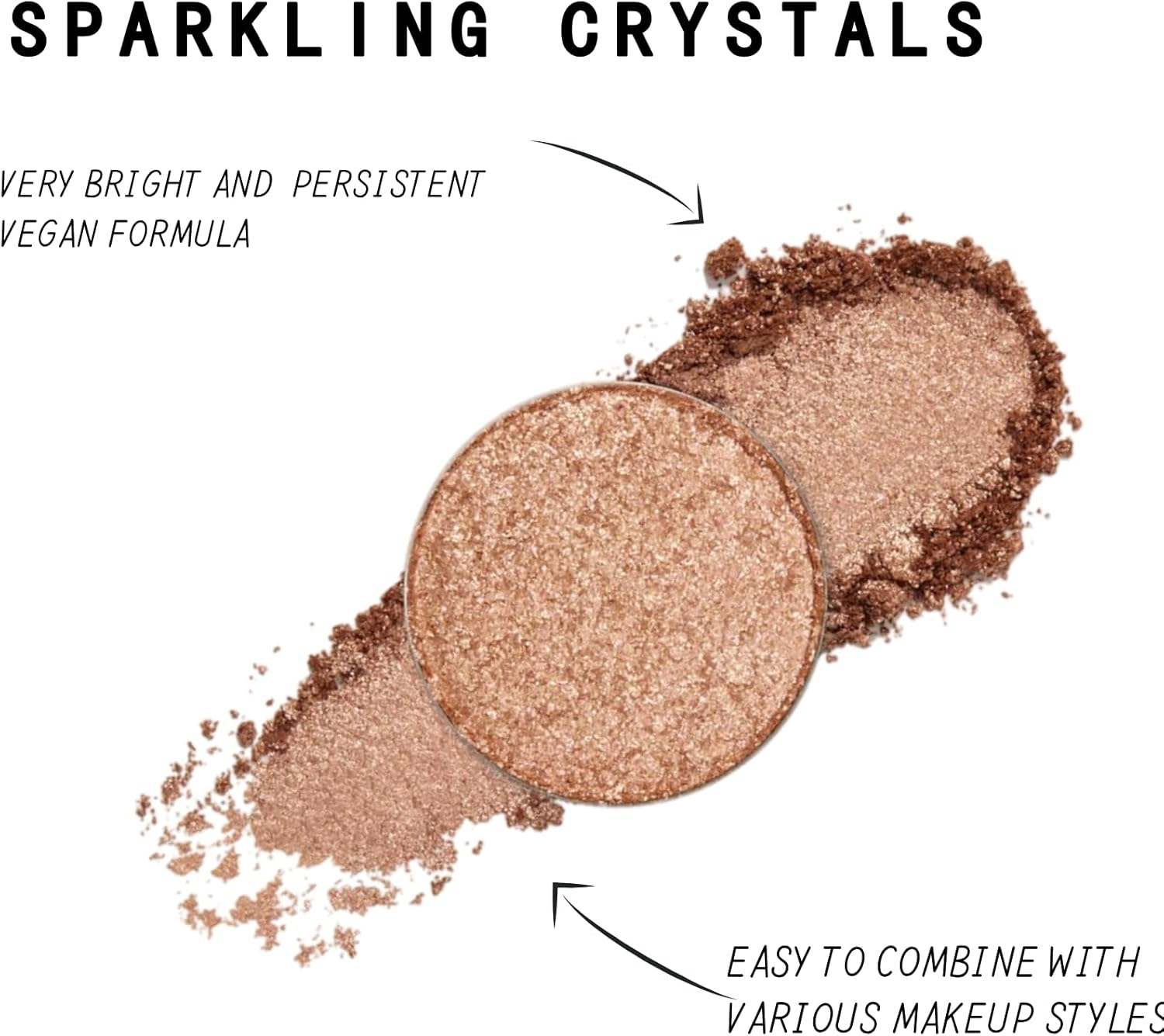 Okerker Shimmer Glitter Eyeshadow Palette, Korean Eye Glitter Makeup, Ultra-Blendable, Sparkle Silver Champagne Gold Eye Shadow, Single Shade Metallic Pigmented Color image number 1