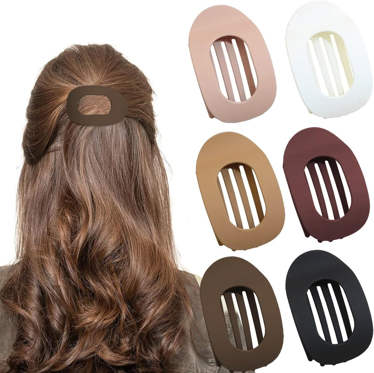 Pack of 6 Women'S Flat Hair Clips, Flat Hair Clips, Ladies, Duck Beak Hairs Clip, Strong Hold, French Flat Hairs Clips for Thick or Thin Hairs, Flat for Everyday, Sports, Driving, Oval Design image number 2