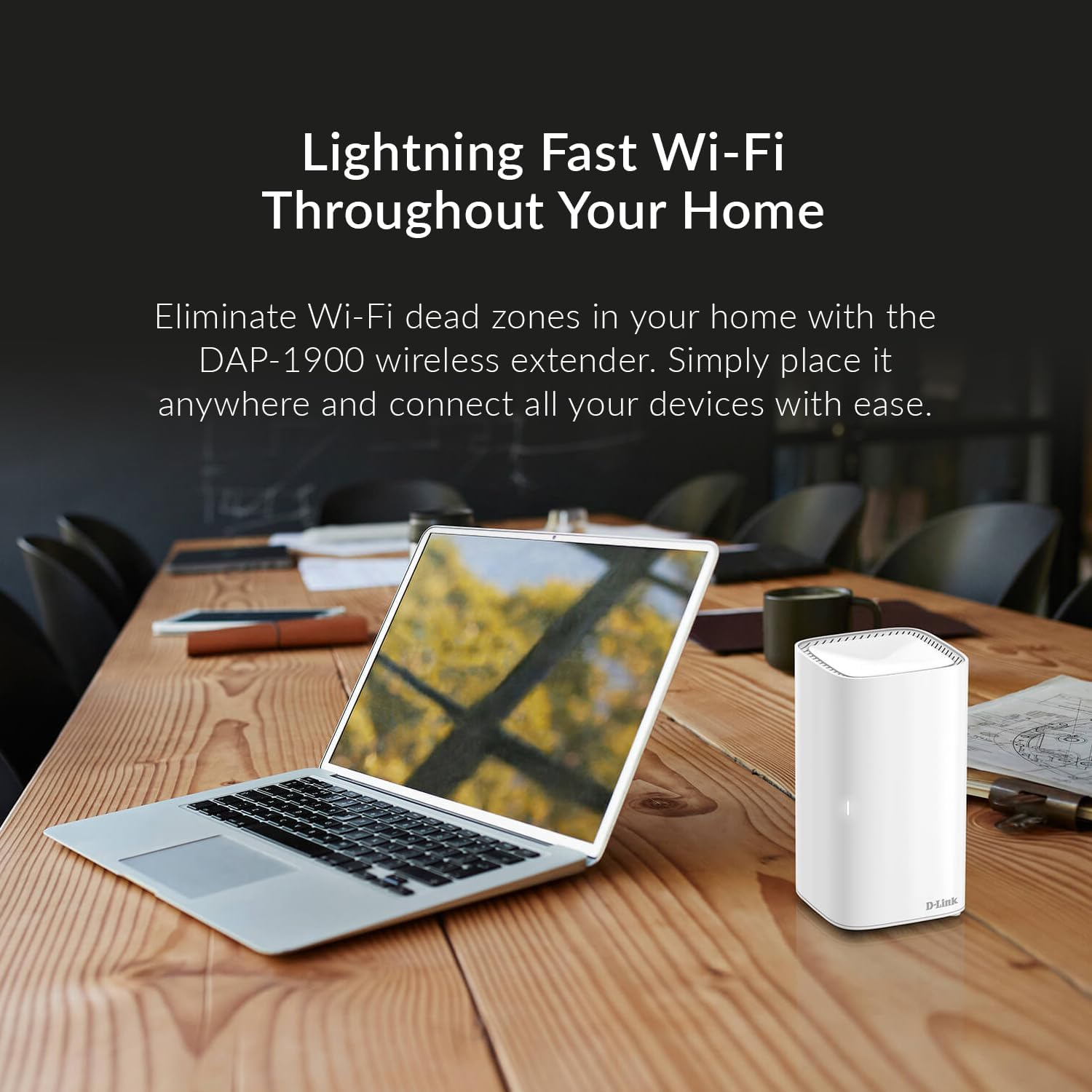 D-Link AC1900 Desktop Wi-Fi Range Extender - Dual-Band, Wi-Fi Internet Booster, WPA3 Security, 4 Gigabit Ports, Compatible with All Existing Routers image number 1