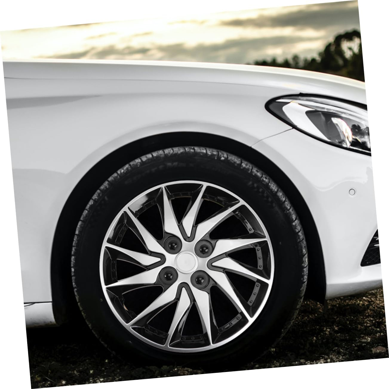 CHILDWEET 2Pcs Decorative Wheel Hub Cover for Car Automotive Accessories Sturdy Pp Material Design Easy Install image number 6