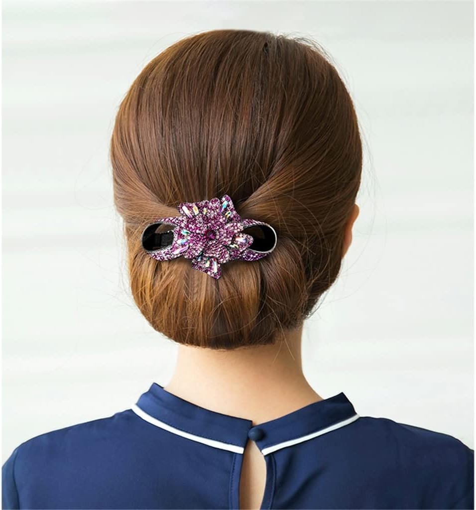 Alligator Clip,Headdress,Hair Clamp,Hairpins,Rhinestone Hairpin Female Korean Flower Clip Headgear Top Clip Hairpin Back Head Plate Hair Head Flower Jewelry (Color : B, Size : 8.7 * 5Cm)