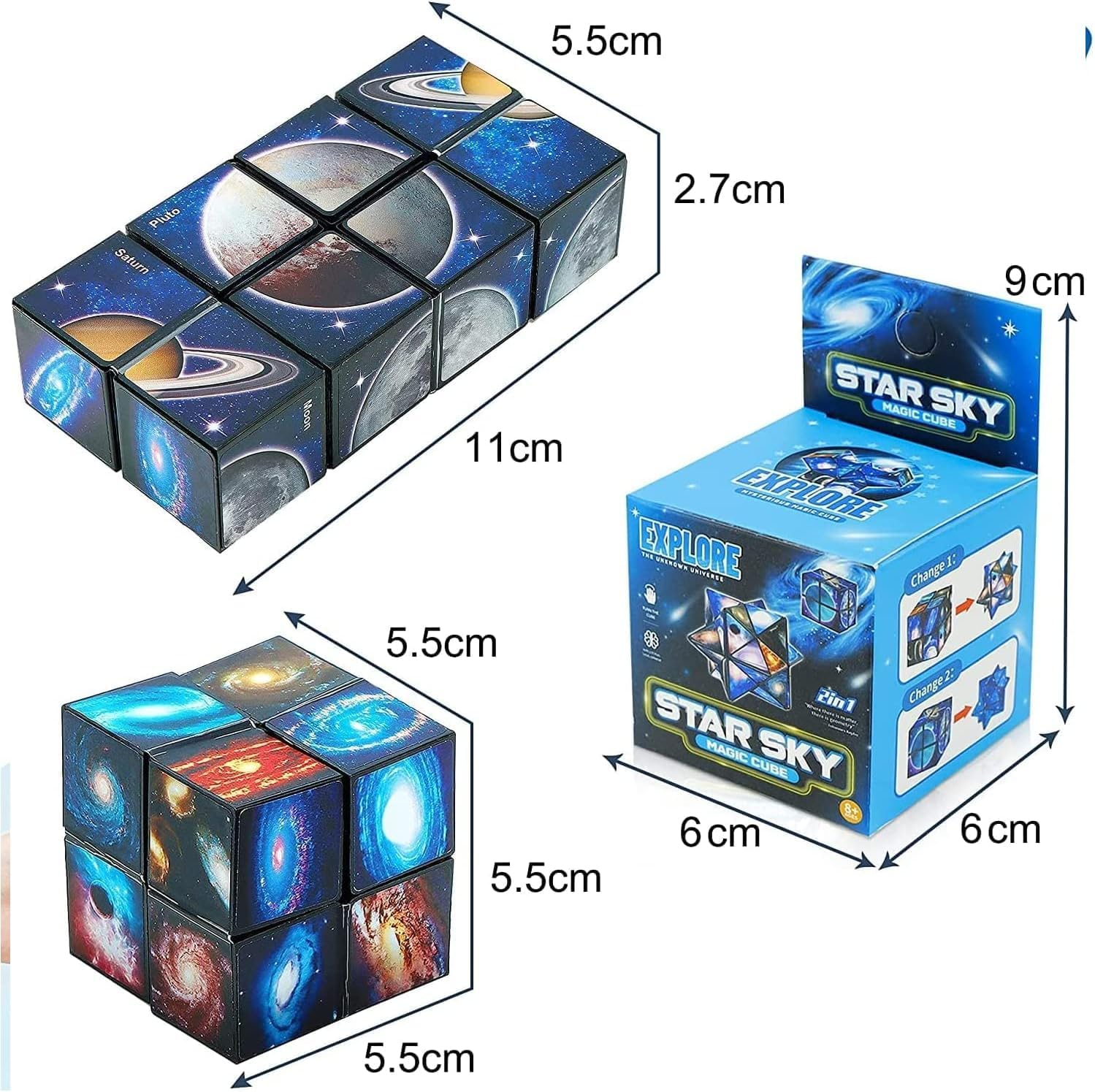Star Cube Magic Cube 2 in 1 Set, Yoshimoto Cube Infinity Magic 3D Puzzle Cubes, Brain Development Puzzle Games for Children and Adults image number 1