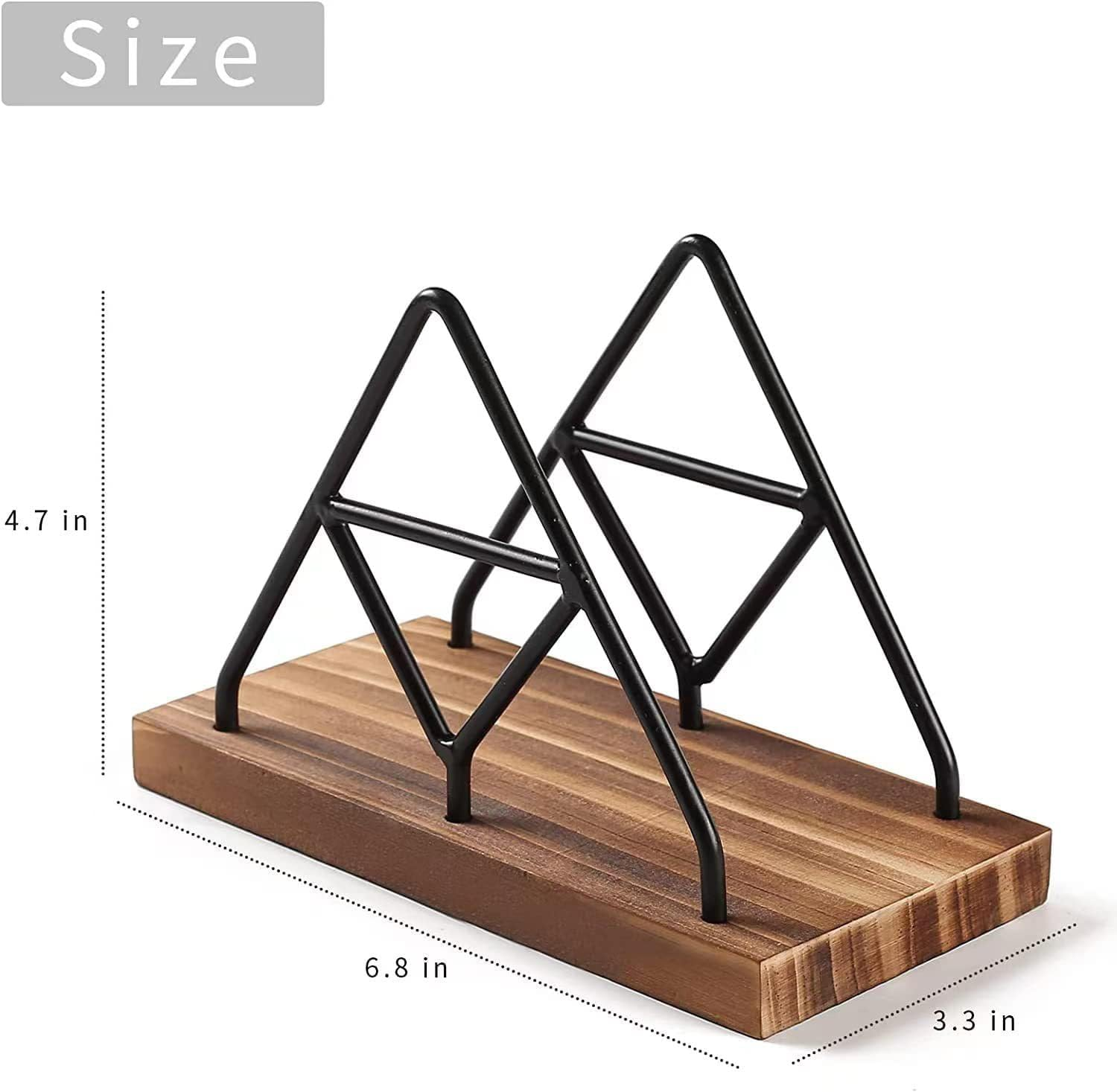 Walquicks Metal and Wooden Napkin Holder - Triangle Design for Kitchen, Dinner Table, Cocktail Bar, Tablecloth D&eacute;cor Standing Rack image number 1