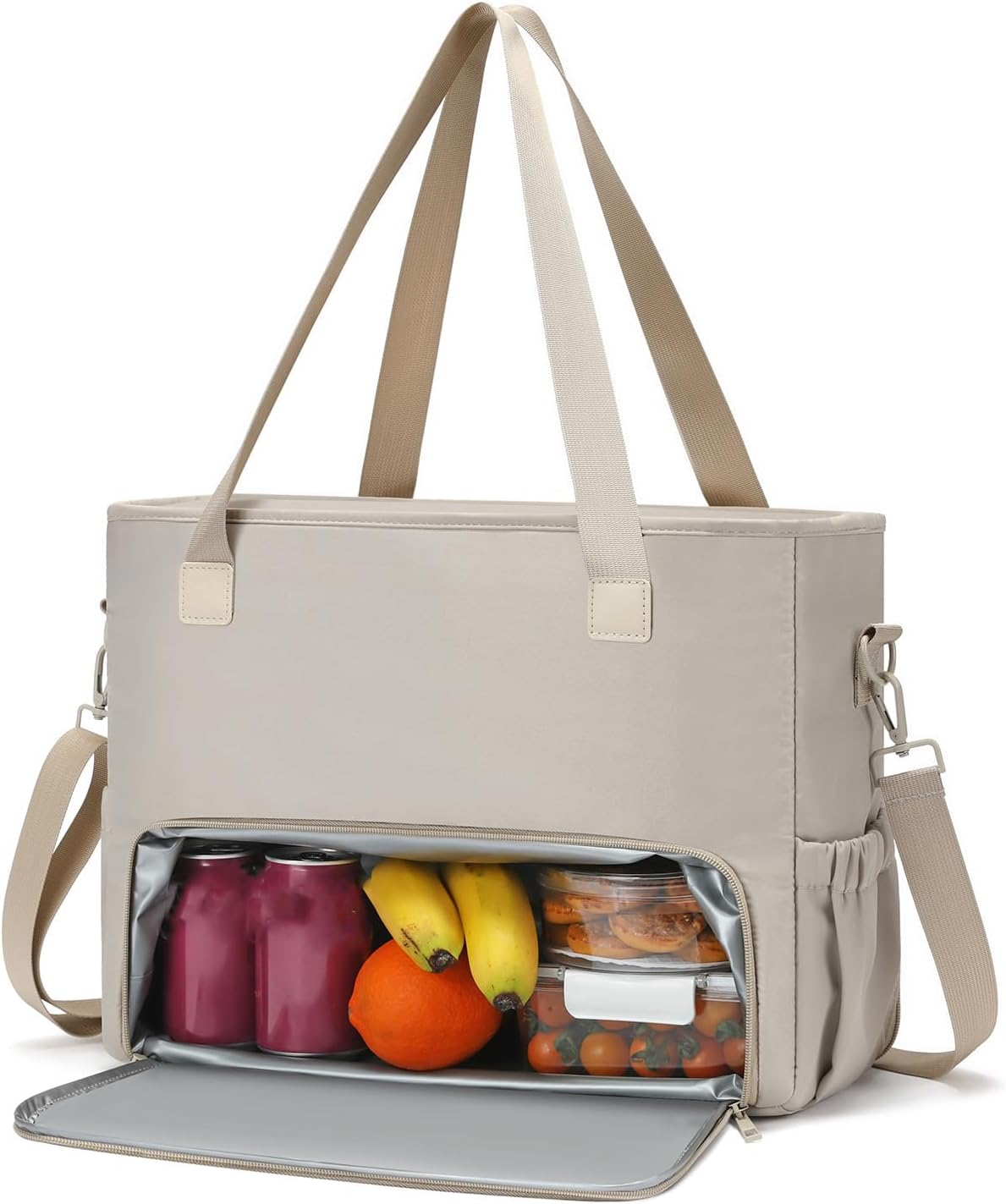 SIMTWO Lunch Tote Bag for Women, 15.6 Inch Work Bag with Lunch Compartment Insulated, Women&rsquo;S Lunch Bag Tote for Work, Versatile Nylon Lunch Box for Office, Travel, Teacher, Beach, Camping