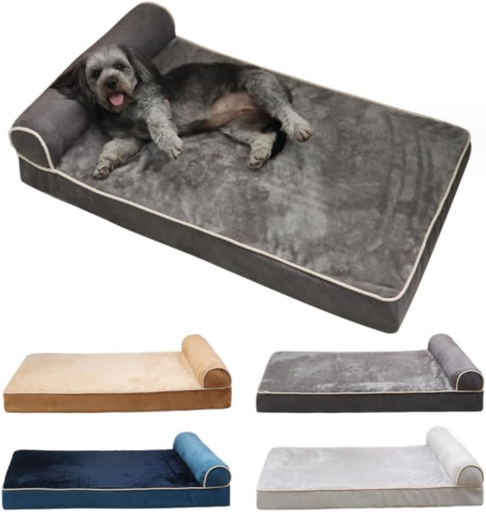 Dog Bed Cat House Pet House Pet Bed Orthopedic Dog Bed Thick Memory Foam Pet Beds with Pillow Durable Soft Flannel Fabric with Waterproof Liner Dog House Cat Bed Pet Nest ( Color : a , Size : 40*30*9C image number 5