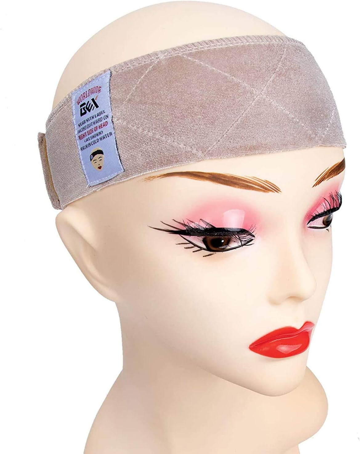 GEX Wig Grip Band Flexible Velvet Scarf Head Hair Band Wig Band with Adjustable Fastern (Beige)