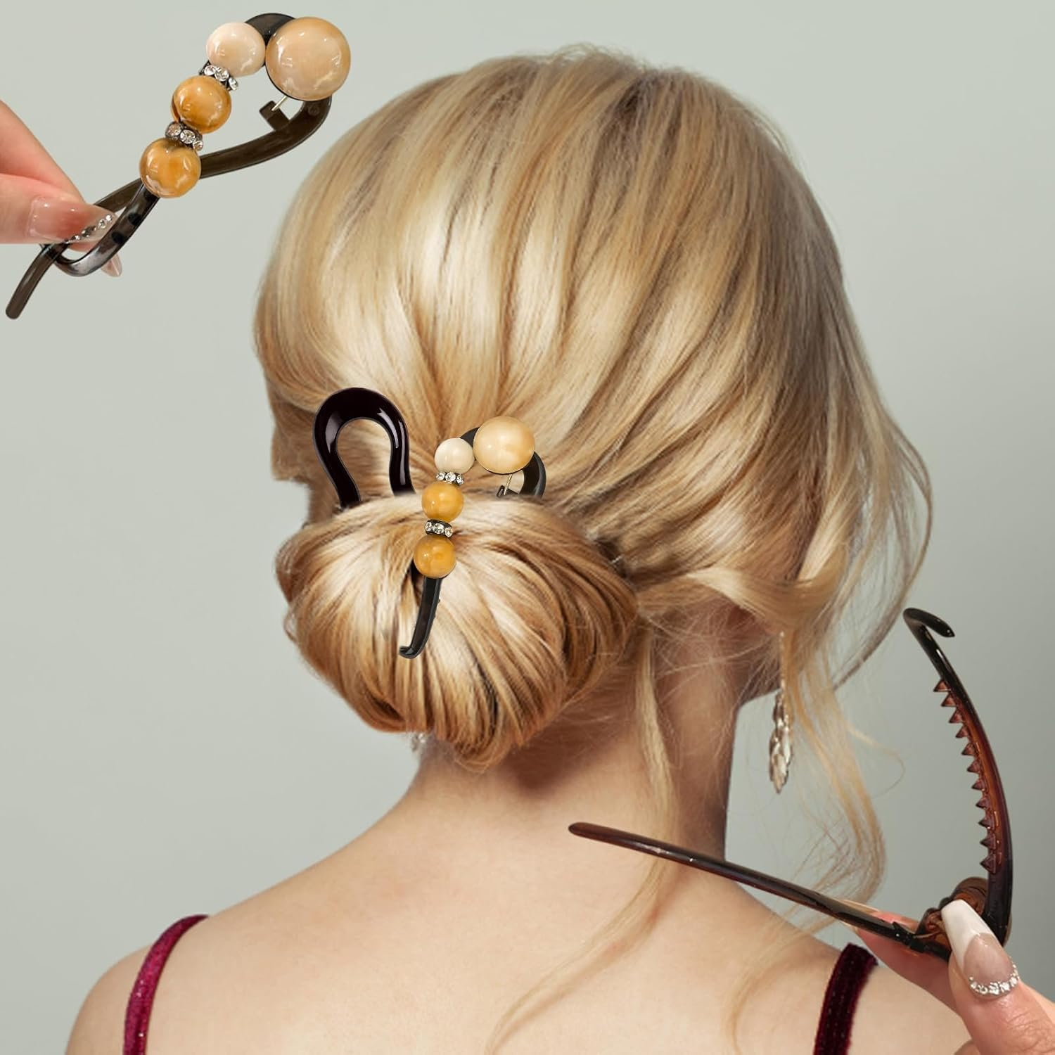 Women'S French Hair Clip, Pack of 5 Elegant Hair Pins, Perfect for Weddings and Parties, Lightweight and Stable for All Hair Types image number 4