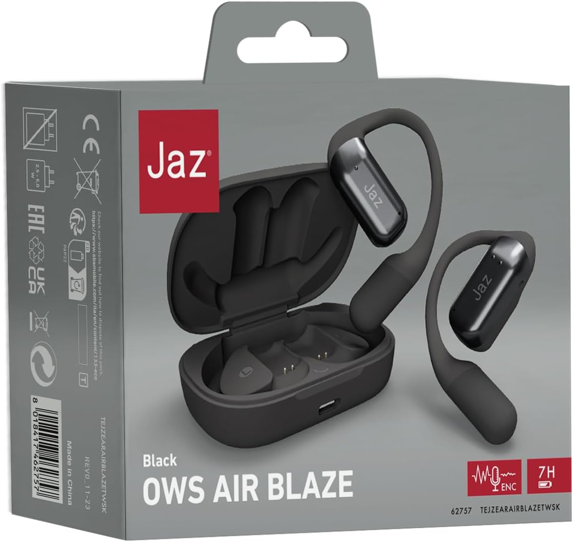 JAZ Air Blaze Sport OWS True Wireless Stereo Headphones Charging Case HD Microphone Built-In Headband Touch Control Iphone Android 21 Hours image number 2