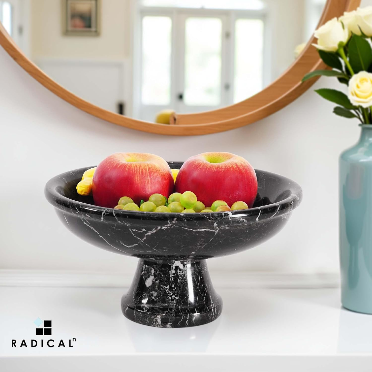 Radicaln Marble Fruit Bowl Black 10" Inches Handmade Fruit Bowl for Kitchen D&eacute;cor Fruits Holder for Dining Table Ideal Fruit Dishes image number 1