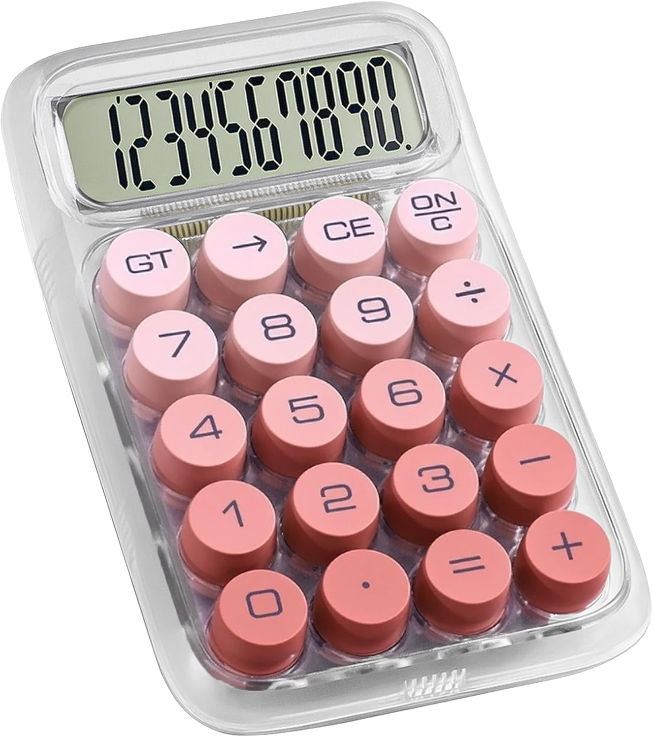 1-Pack Mechanical Switch Calculator with 10 Digits Large LCD Display, Cute Basic Calculator with Big Button Anti-Slip Pad, Transparent Body, for Home Business School Office Desk - Purple