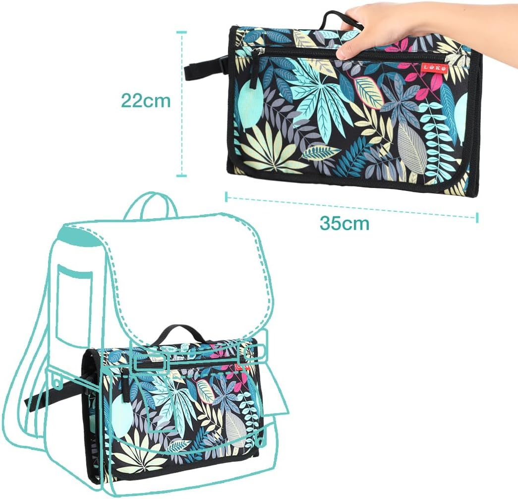 Lekebaby Portable Nappy Changing Mat Travel Baby Change Mat with Wipe-Pocket and Head Cushion, Jungle
