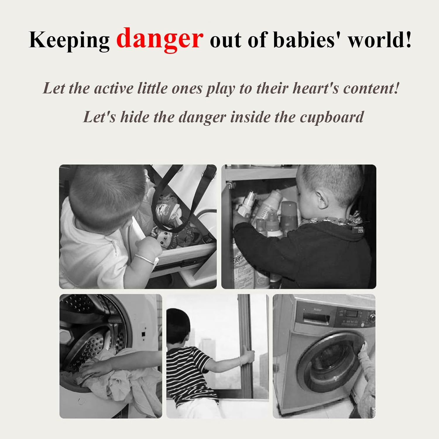 12-Pack Child Proof Locks for Cabinet Doors, Pantry, Closet - Self-Adhesive No Drill Baby Proofing System, Secure Child Safety Locks for Wardrobe, Cupboard & Drawers, Reliable Door Lock & Cabinet Lock