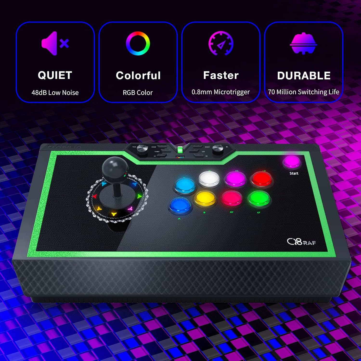 Qanba Q8 Silent Arcade Joystick Wired Joystick for PC with LED Function(Fighting Stick) image number 3