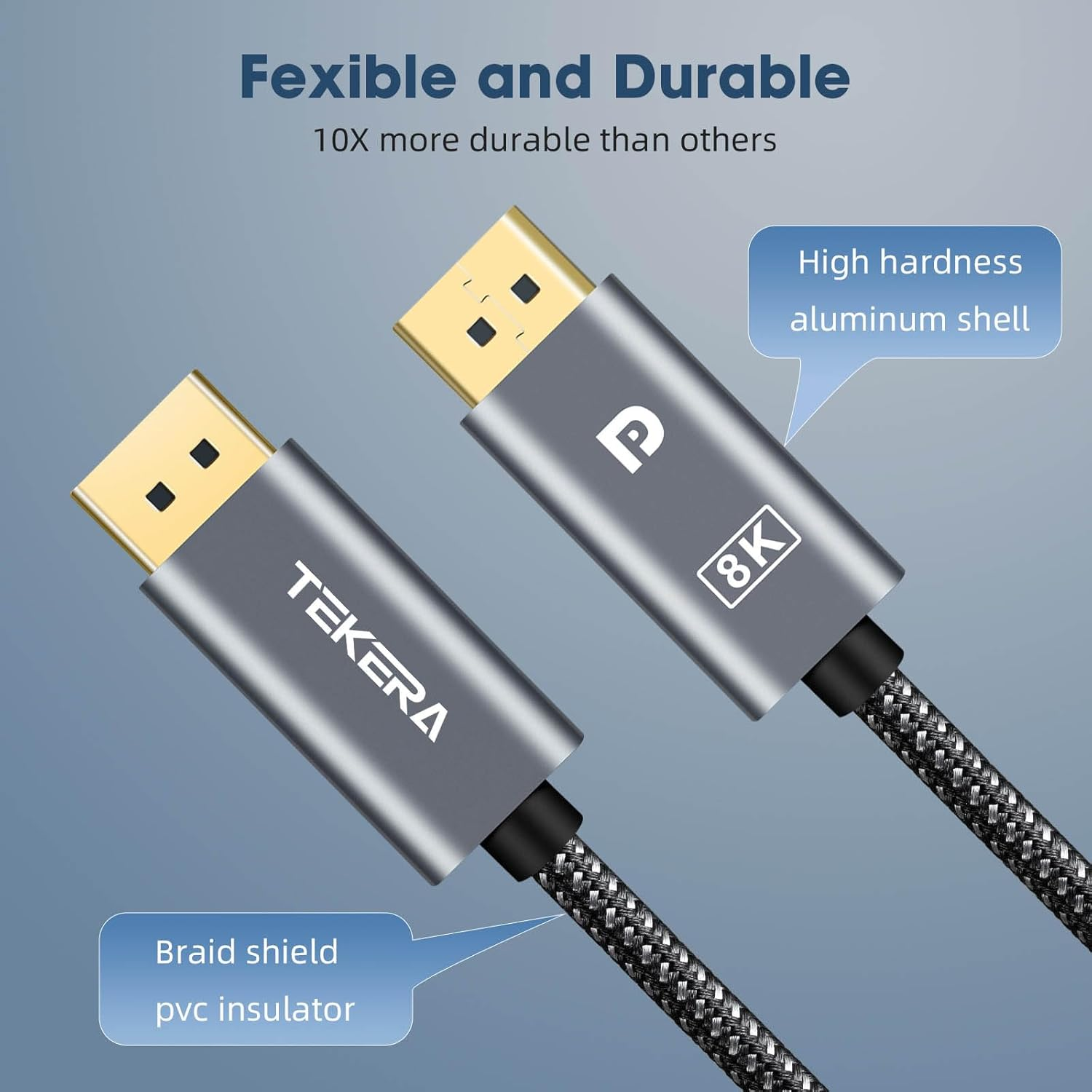 8K Displayport Cable 1.4, 3M DP to DP Cable (8K@60Hz, 4K@144Hz and 2K@240Hz) Support 32.4Gbps HDR HDCP Gaming Monitor Cable for Laptop PC TV image number 3