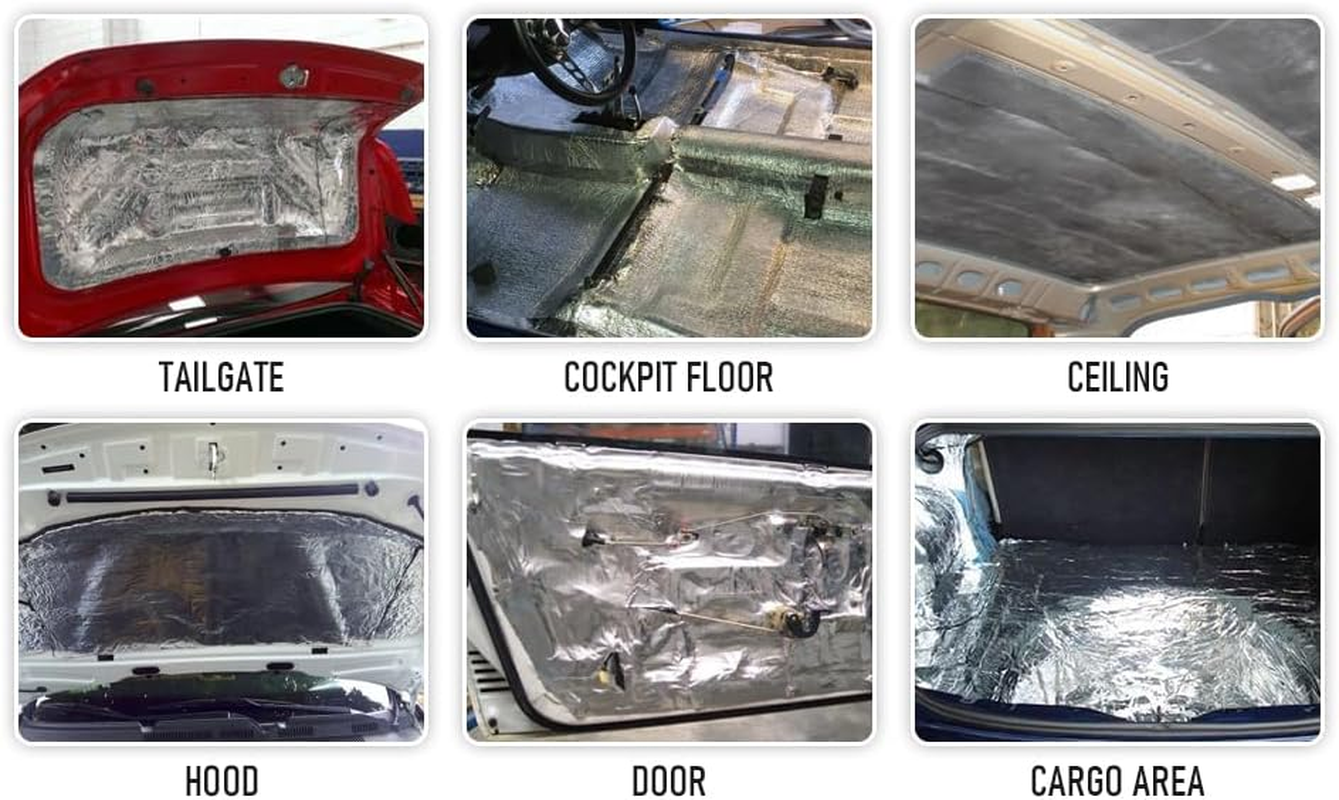 Car Sound Deadening Mat, Heat Shield Mat, Automotive Sound Deadener, Noise & Heat Insulation, Moistureproof Waterproof, 197Mil 10.76Sqft (10 Sheets 15.7" X 9.8")