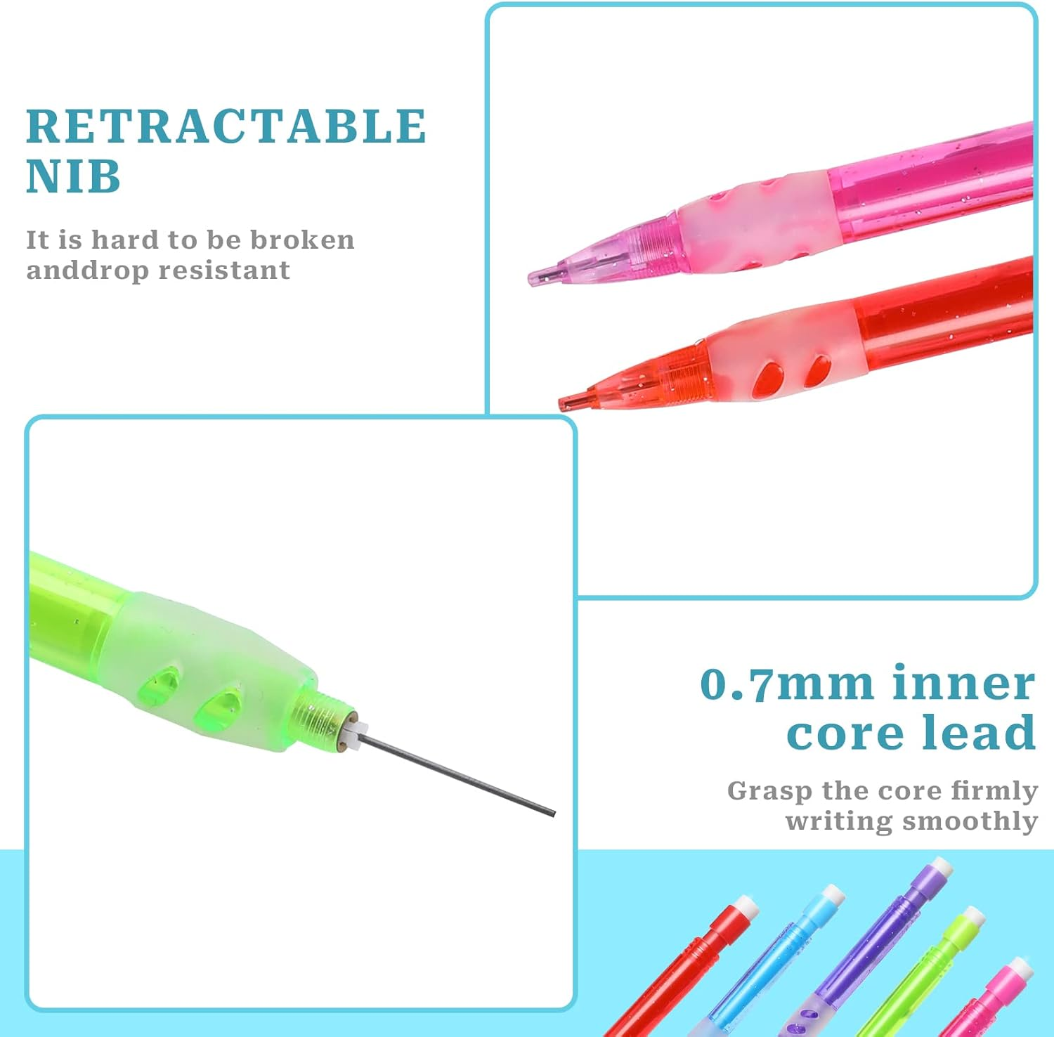 KALIONE 15Pcs Mini Mechanical Pencils Assorted Automatic Pencils with Mini Erasers 0.7 Mm Small Mechanical Pencil Pens for Home Office School Stationery Supplies image number 6