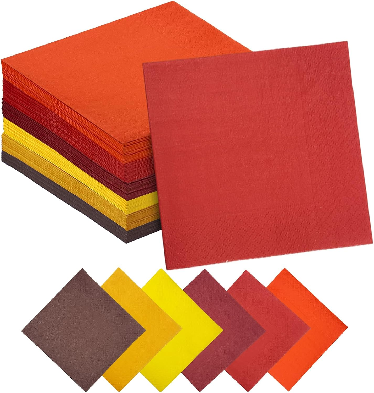 Qiqee 120 Count 24 Colors Cocktail Napkins 25.4 * 25.4Cm Disposable Beverage Napkin Paper for Cocktail, Wedding, Dinner, Birthday Party Dessert Wine Paper Napkins(10 * 10Inch) image number 1