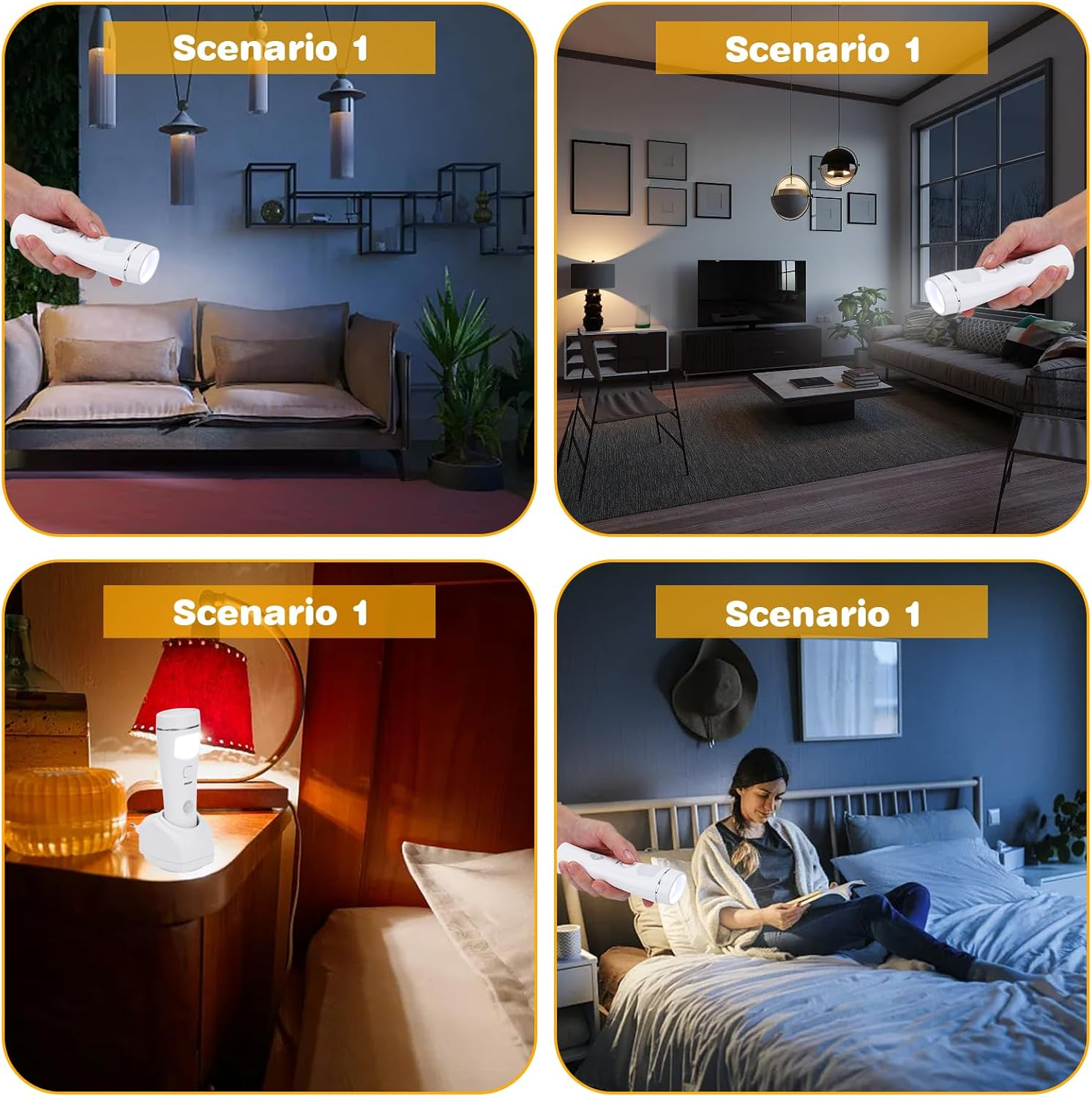 Night Light Torch: LED Plug Induction Torch, Rechargeable Wall-Mounted Sensor Light Torch, Emergency Torch for Power Outages, Emergencies, Indoor and Outdoor Use (White) image number 4