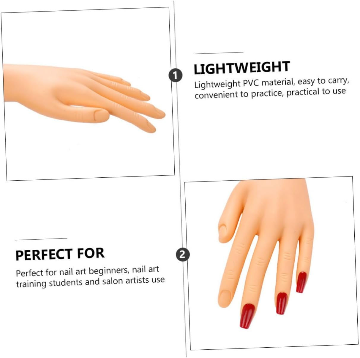 OSOLADY Flexible Nail Practice Hand Model with Stand Manicure Training Tool for Nail Art Lightweight Fake Hand for Beginners for Display and Practice image number 2