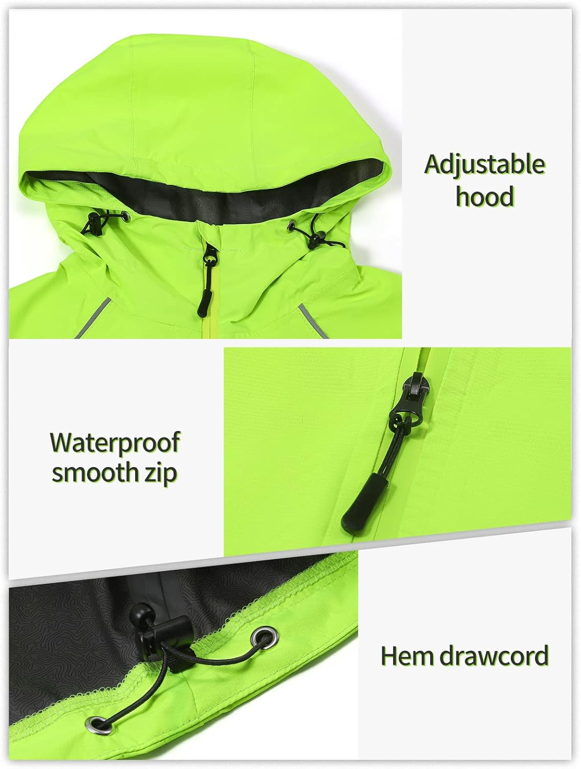 BERGRISAR Men'S Cycling Rain Jacket Waterproof Cycling Windbreaker Bike Bicycle Jacket Running Hood Rain Coat image number 7