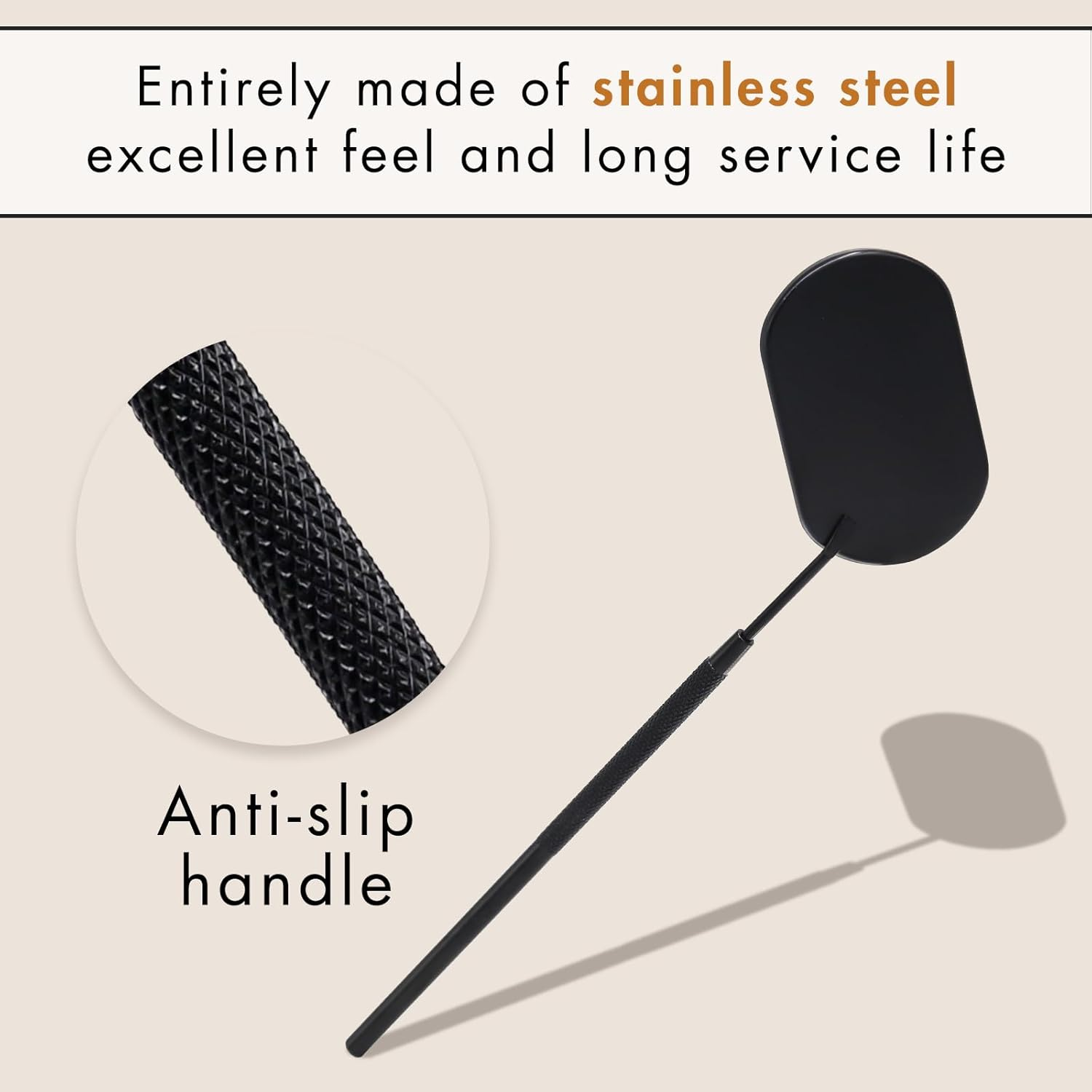 Lash Mirror Extra Large Makeup Mirror for Eyelash Extensions Detachable Stainless Steel Square round Lash Extension Accessories(Black) - Black image number 5