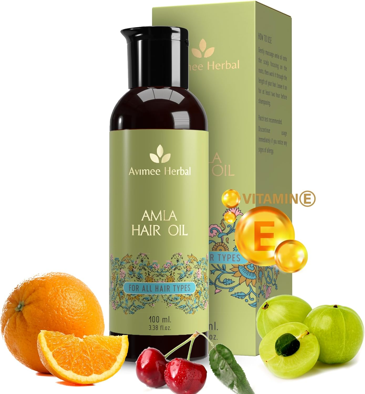 AVIMEE Herbalamla Hair Oil for Long & Strong Hair with Vitamin E & Amla Seed Oil, Mineral Oil Free, 100 Ml, Pack of 1 image number 1
