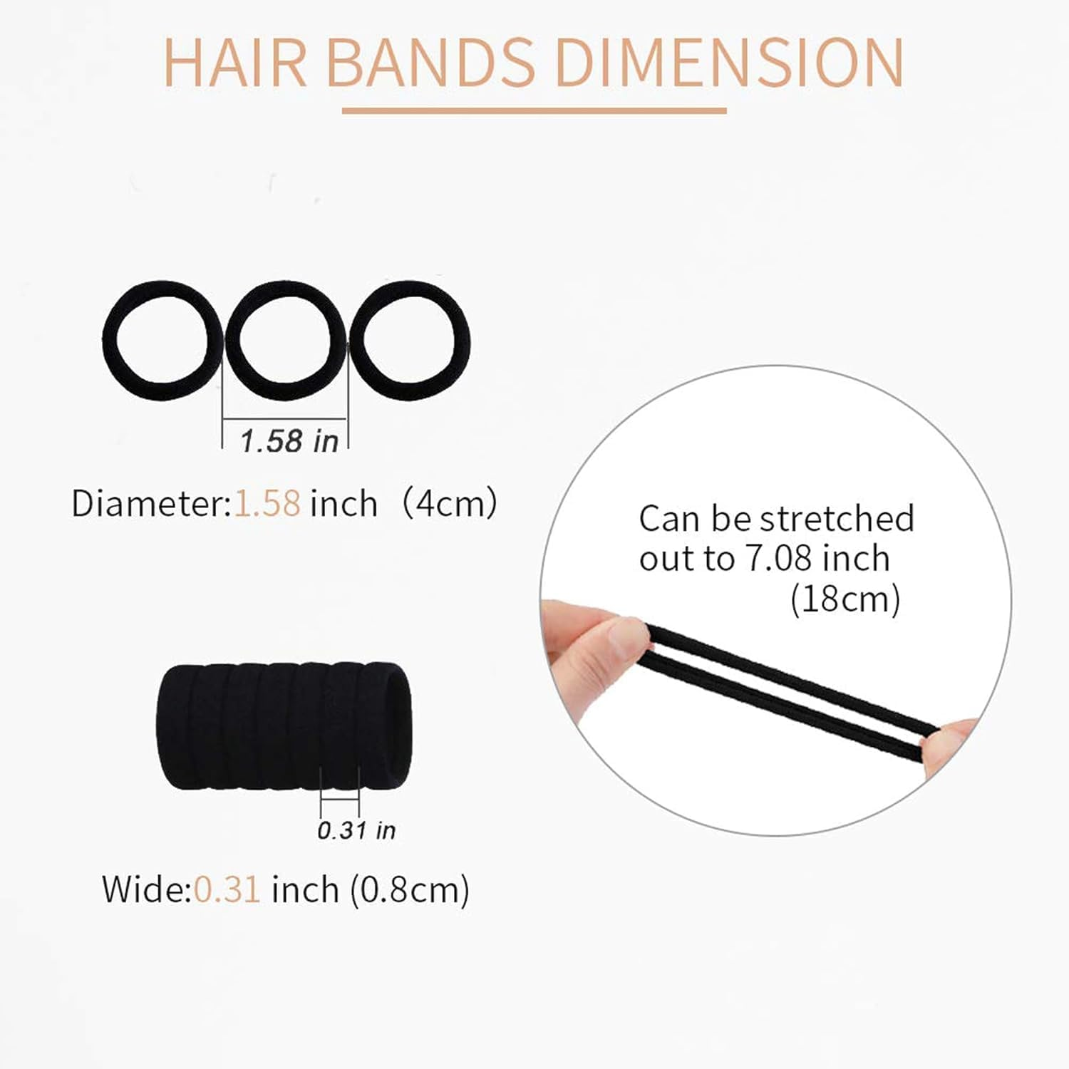 100 Pcs Black Hair Ties for Thick and Curly Hair Ponytail Holders Hair Elastic Band for Women or Men Soft Ponytail Holders Hair Bobbles for Girls Women (Color Mixing-C) - Color Mixing-B image number 3