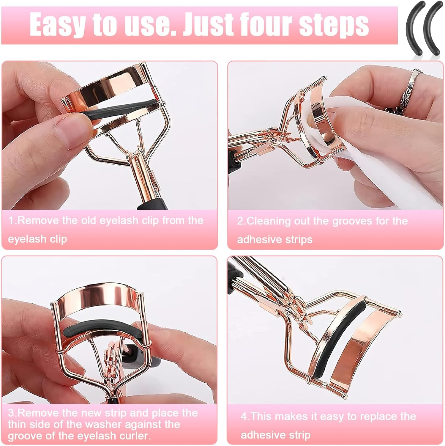 Eyelash Curler Pads, 30 Pcs Silicone Eyelash Curler Pads, Eyelash Curler Strip for Universal Eyelash Curler (Black) image number 6