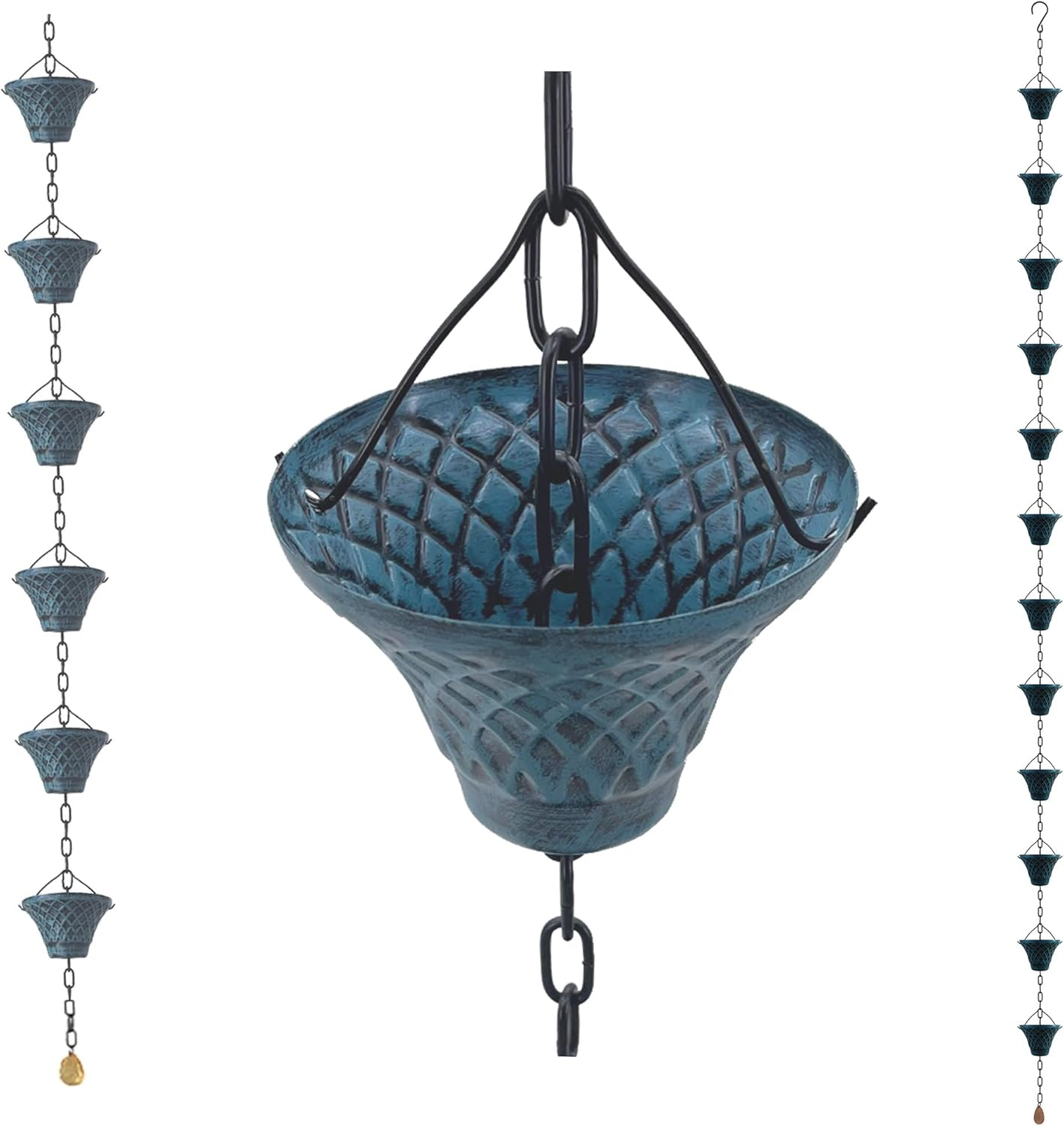 LEPTALINA 8.5FT Antique Copper Colored Iron Rain Chains for Gutter and Rain Barrel | Rust-Resistant Plated Garden D&eacute;cor Rain Chain for Downspout | Bonus Rain Chain Gutter Adapter